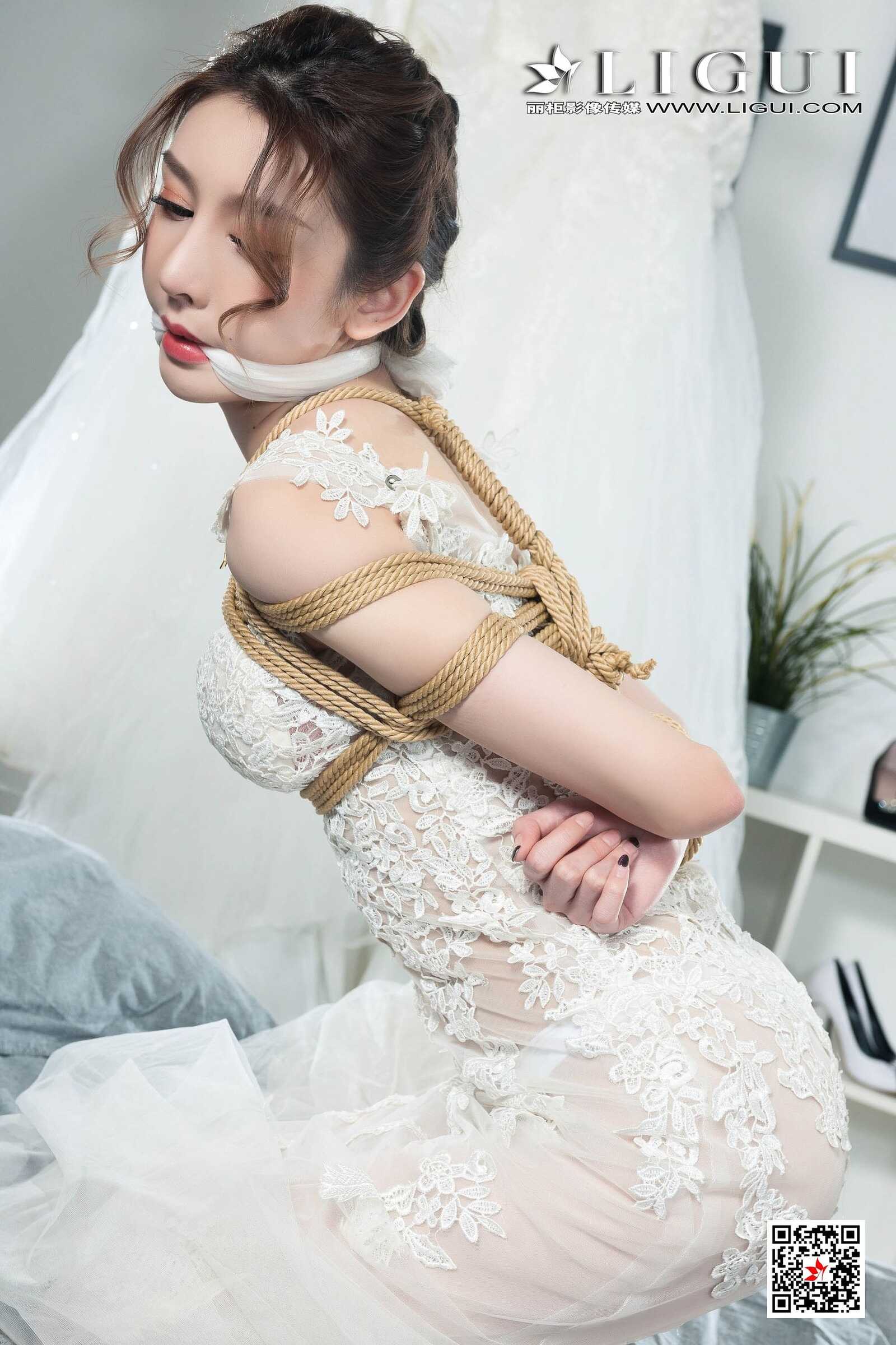 腿模兔子《婚纱白丝捆绑绳艺》 [丽柜美束Ligui第6张