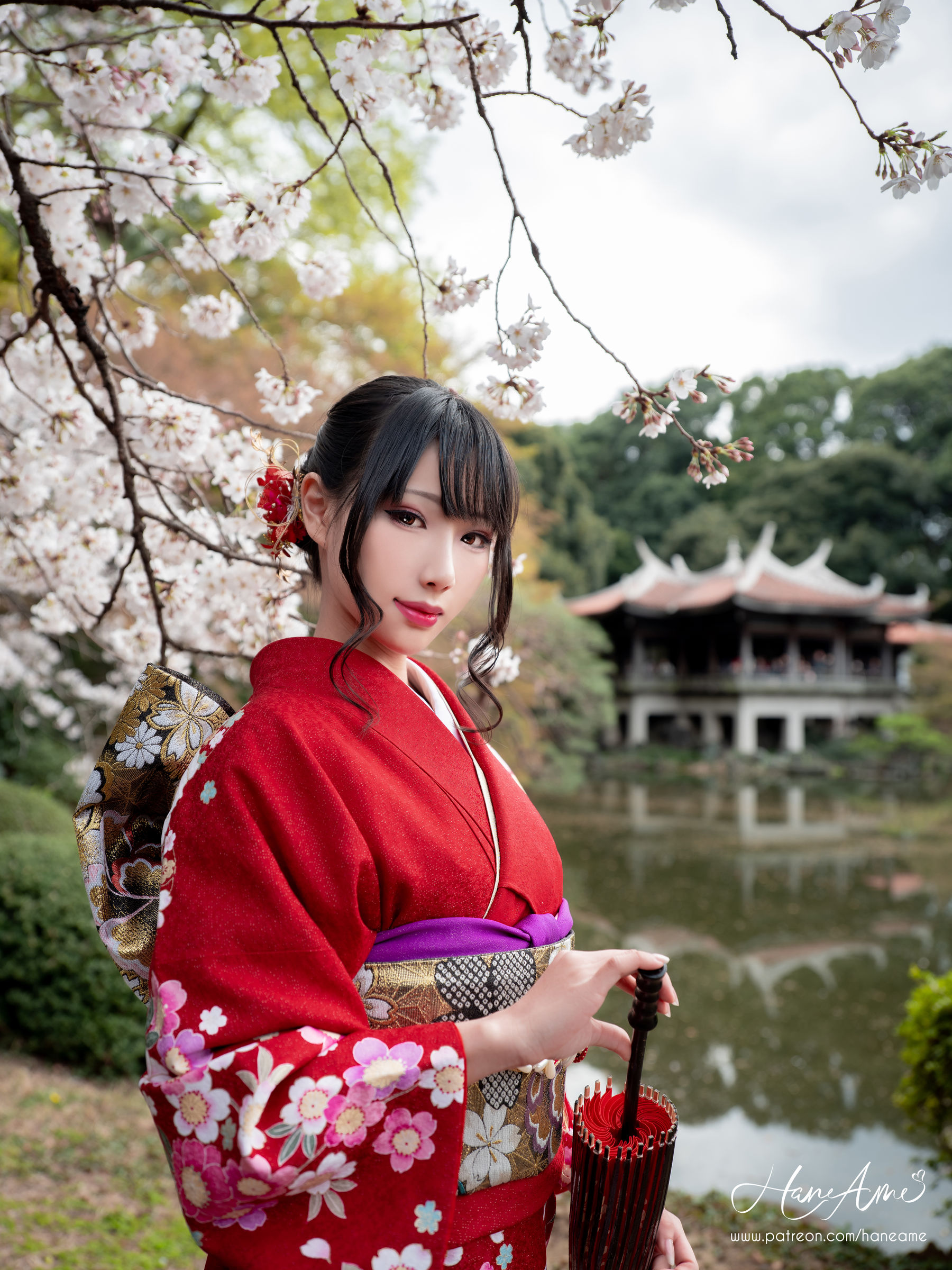 [COS福利] Hane Ame 雨波 - 赤紅和服第10张