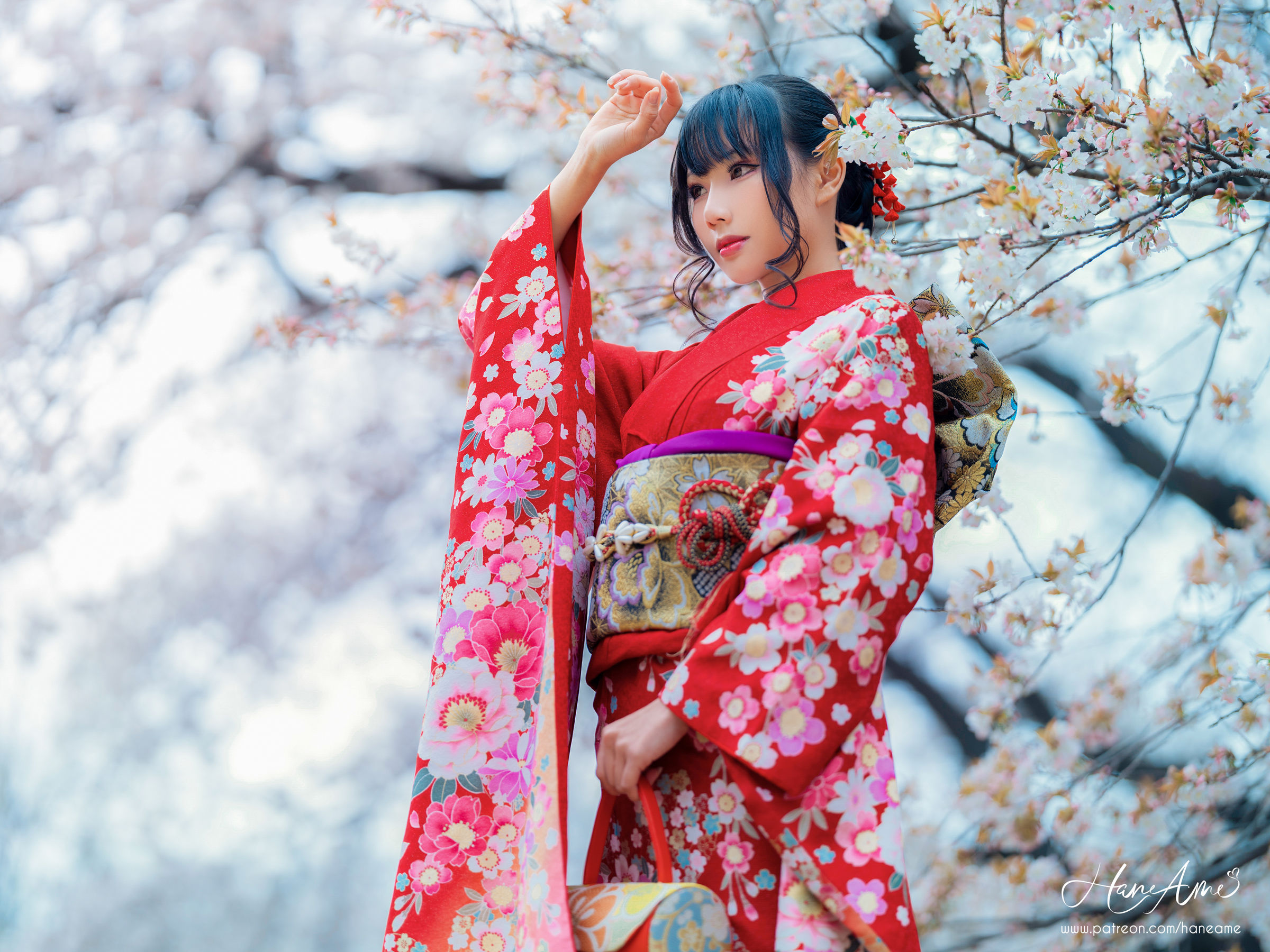 [COS福利] Hane Ame 雨波 - 赤紅和服第13张