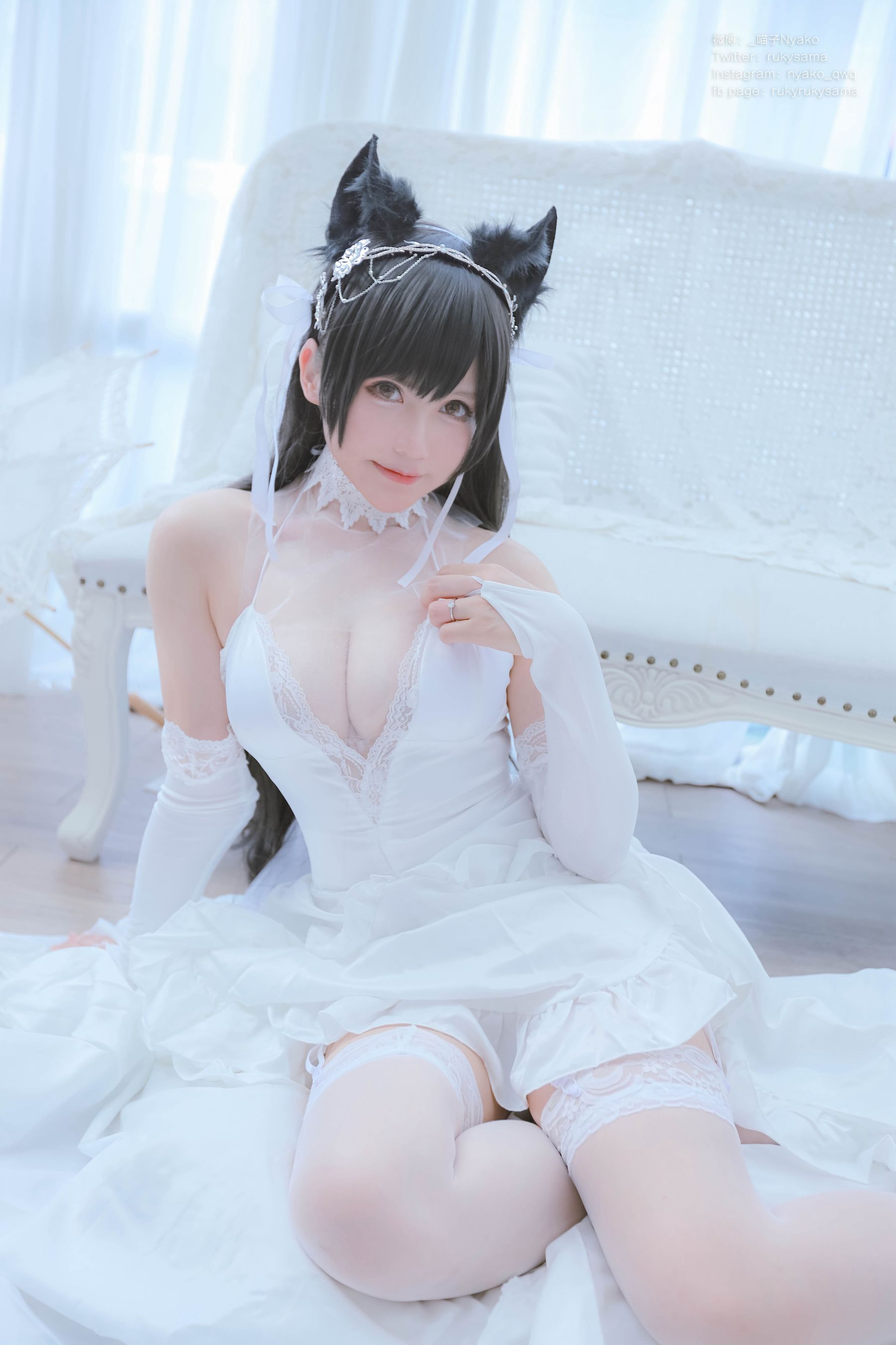 [福利COS] 萌妹子Nyako喵子 - 爱宕婚纱第7张