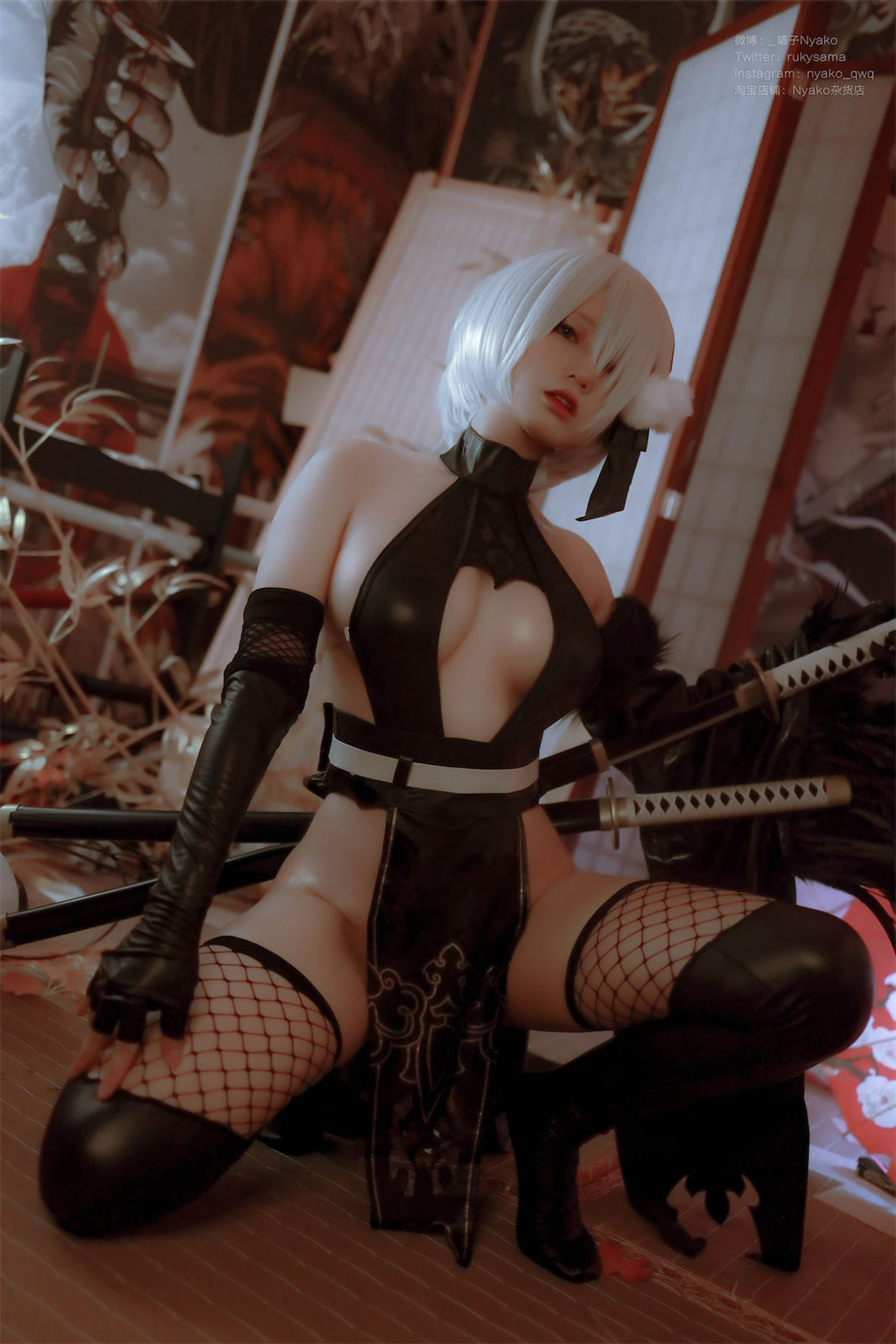 [福利COS] 萌妹子Nyako喵子 - 2B同人旗袍第3张