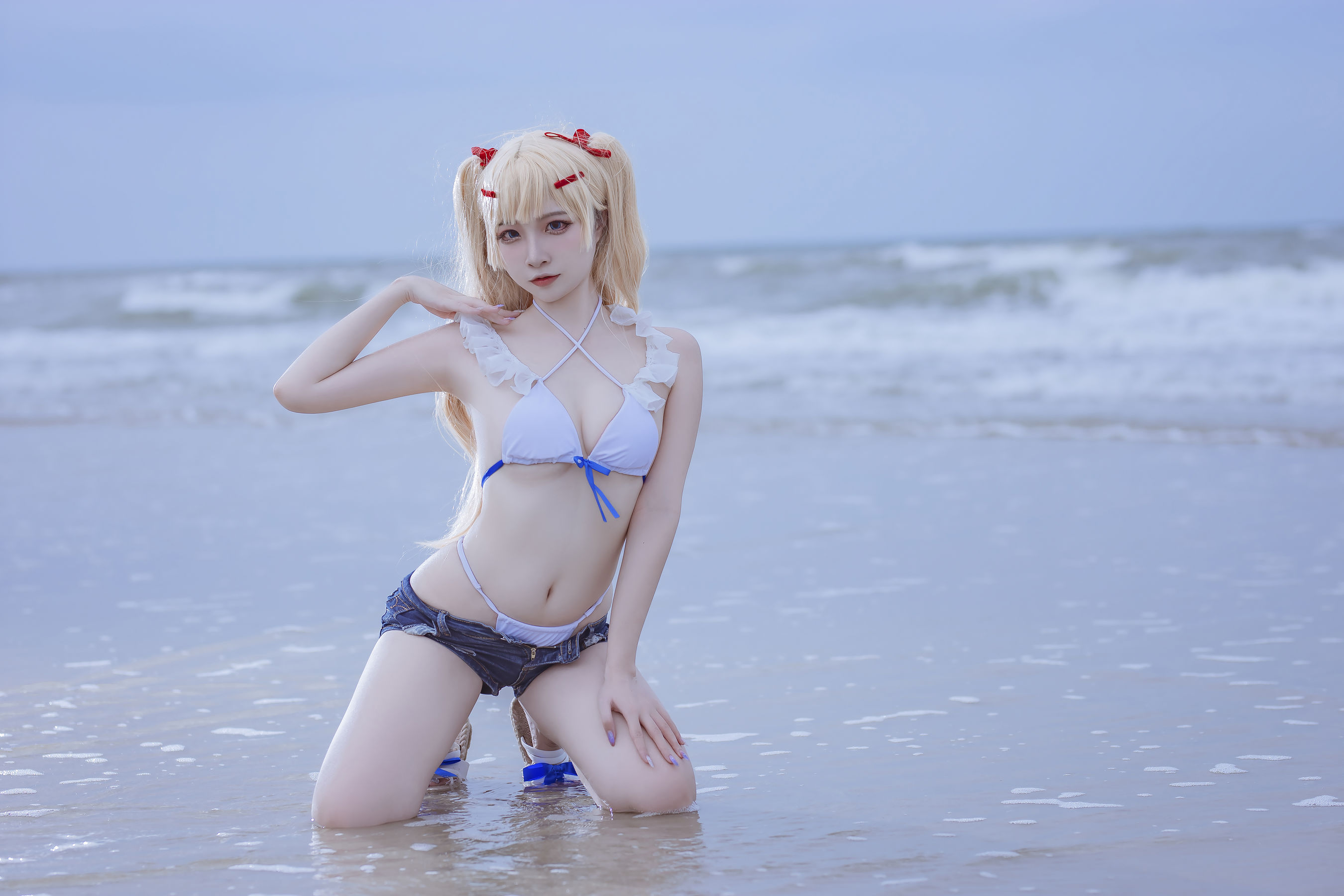 [福利COS] 人气Coser二佐Nisa - 碧蓝 苏塞克斯泳装第4张