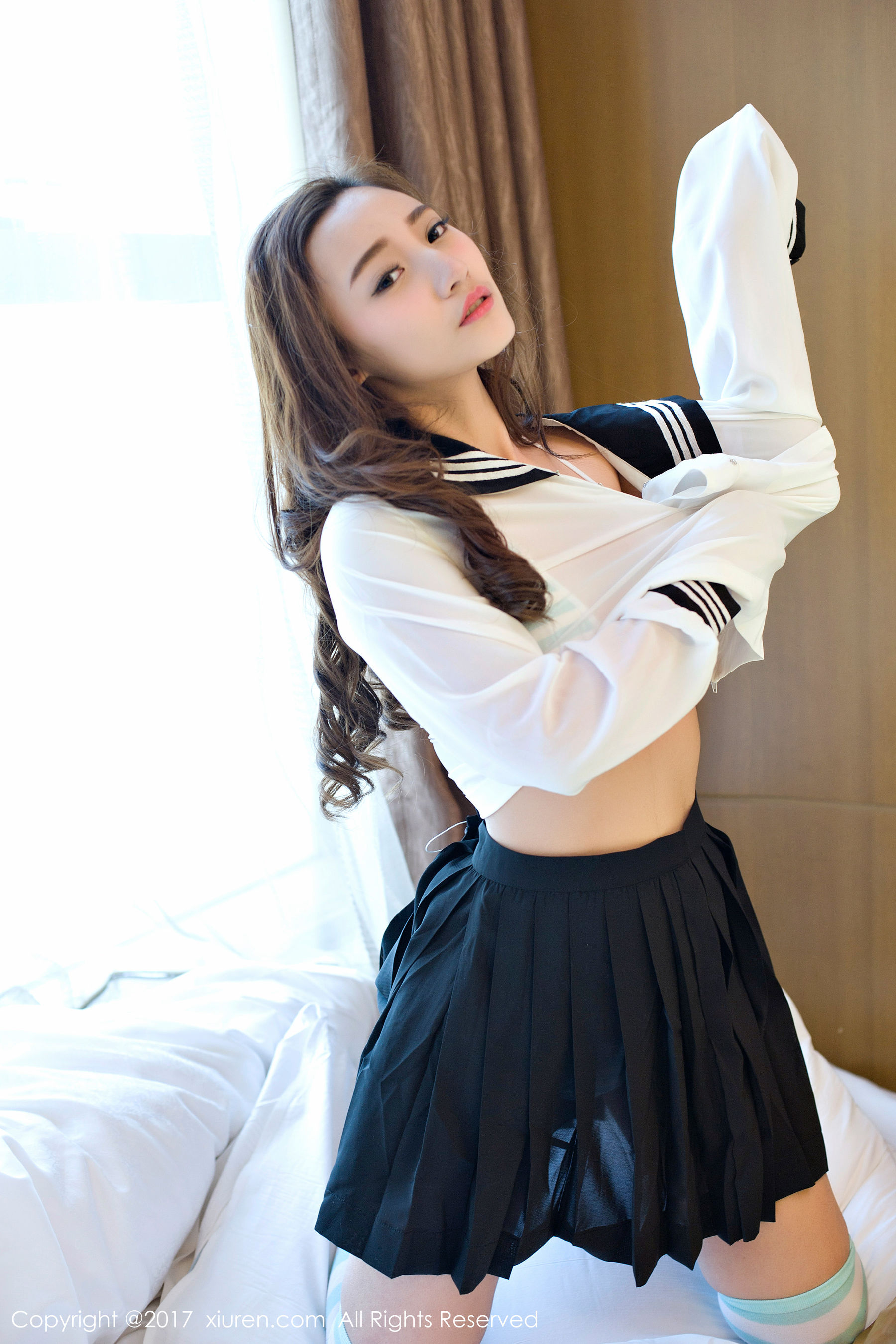  翟奥奥baby《日系学生透明制服、日系卡哇伊内衣、粉红色内衣》 秀人网XIUREN No.673第13张