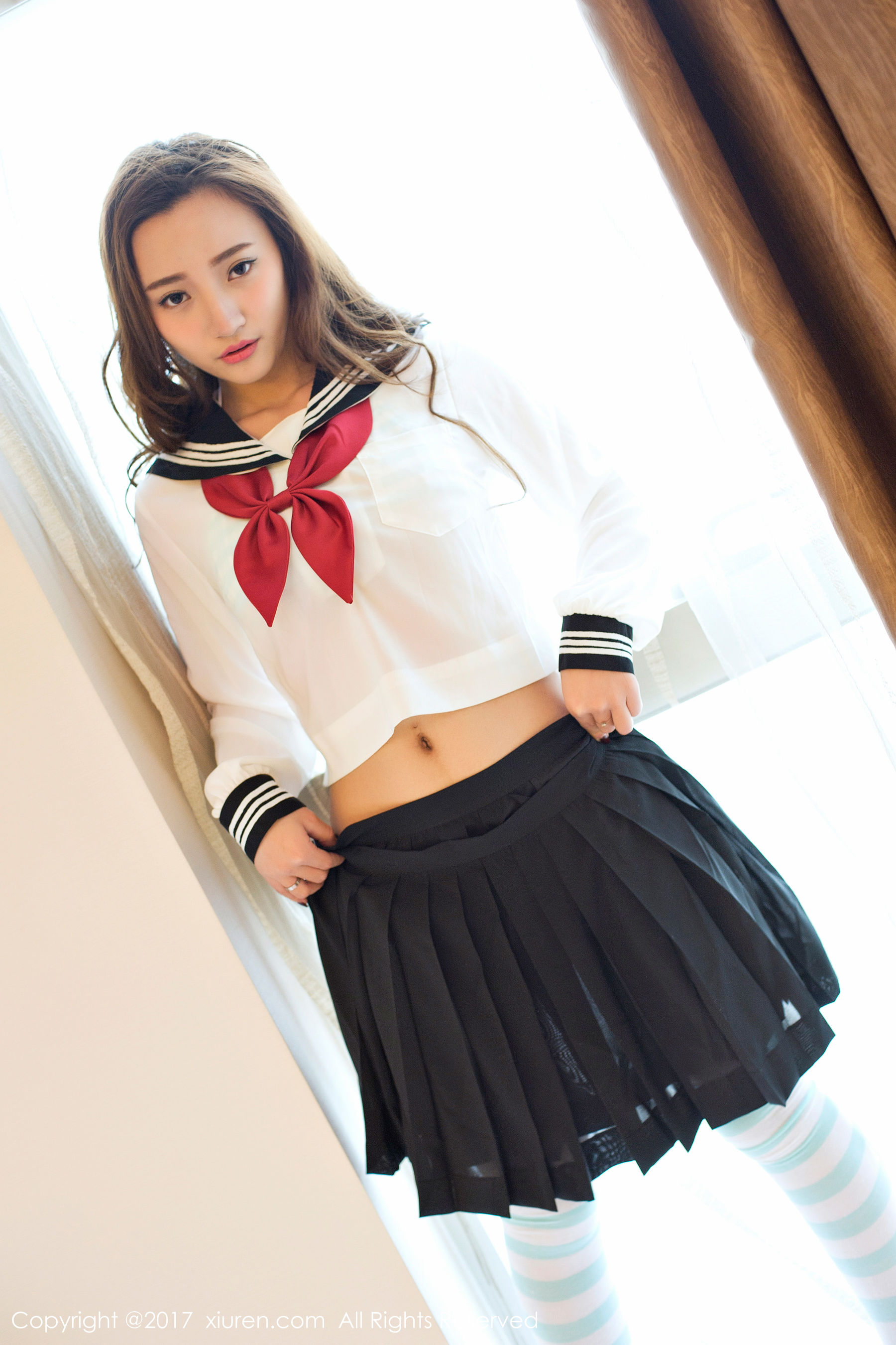  翟奥奥baby《日系学生透明制服、日系卡哇伊内衣、粉红色内衣》 秀人网XIUREN No.673第20张