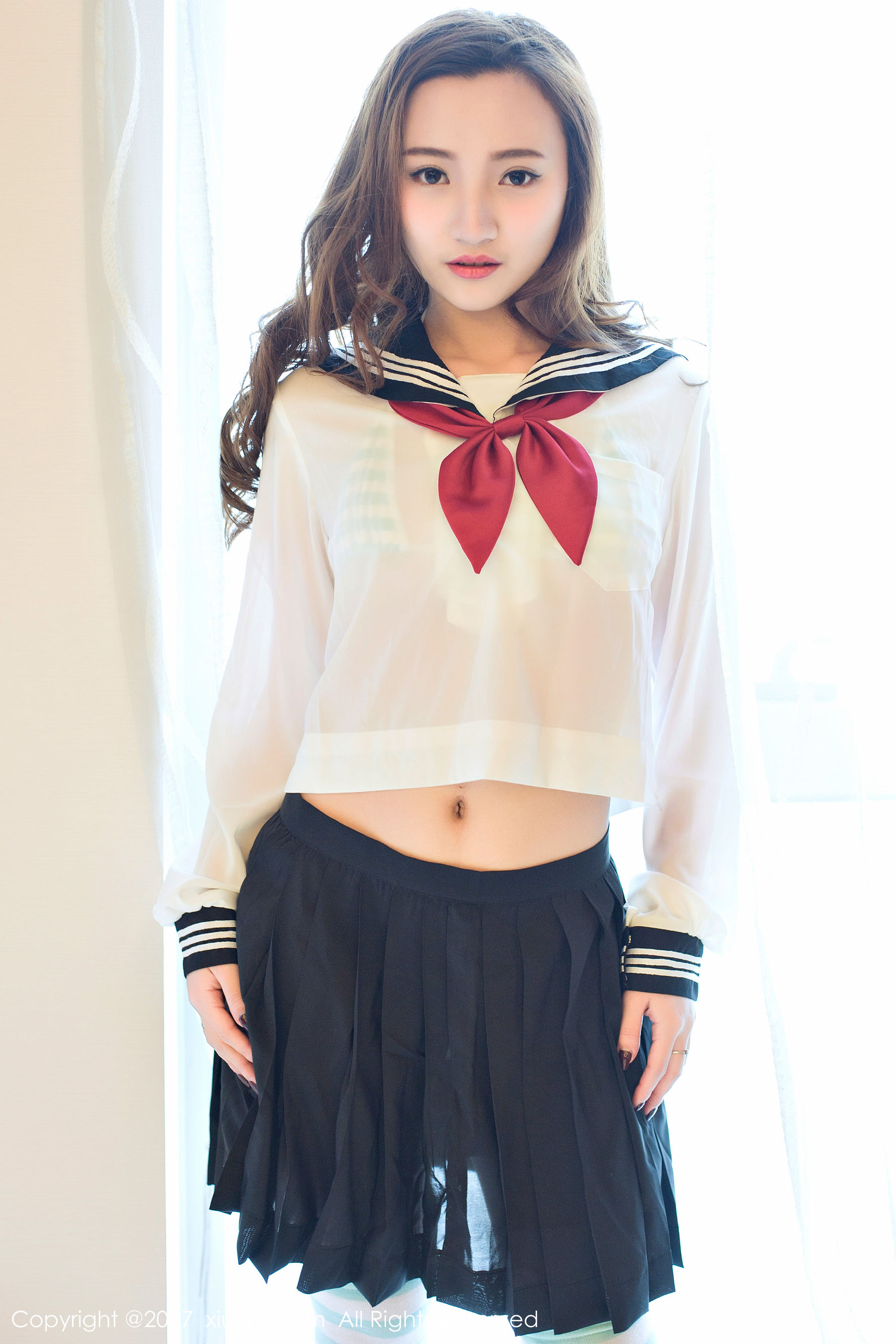 翟奥奥baby《日系学生透明制服、日系卡哇伊内衣、粉红色内衣》 秀人网XIUREN No.673第5张