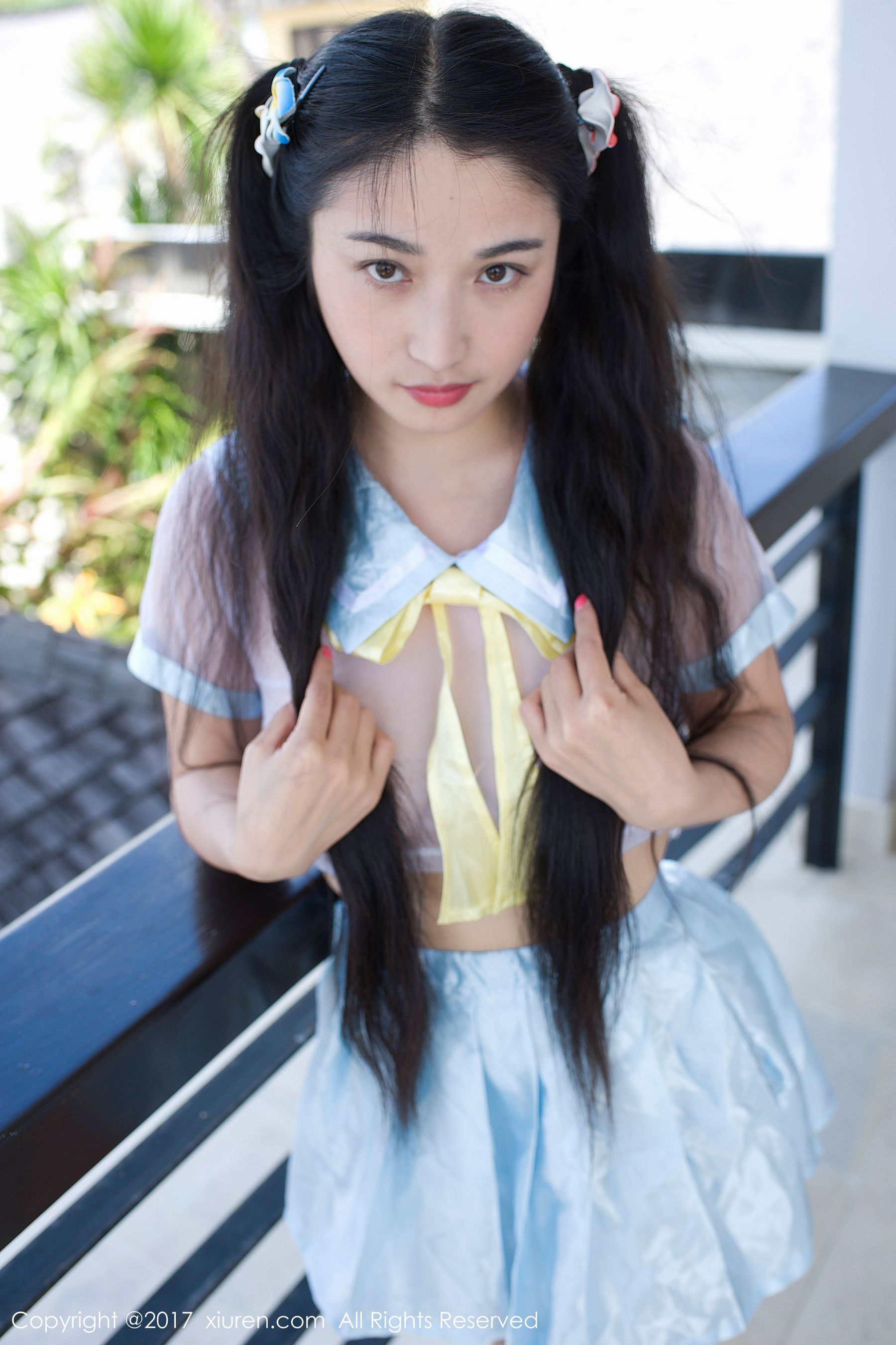 盼盼龙女sunny《牛奶浴学生装+透明学生装+黑色乳贴》 秀人 NO.853第11张