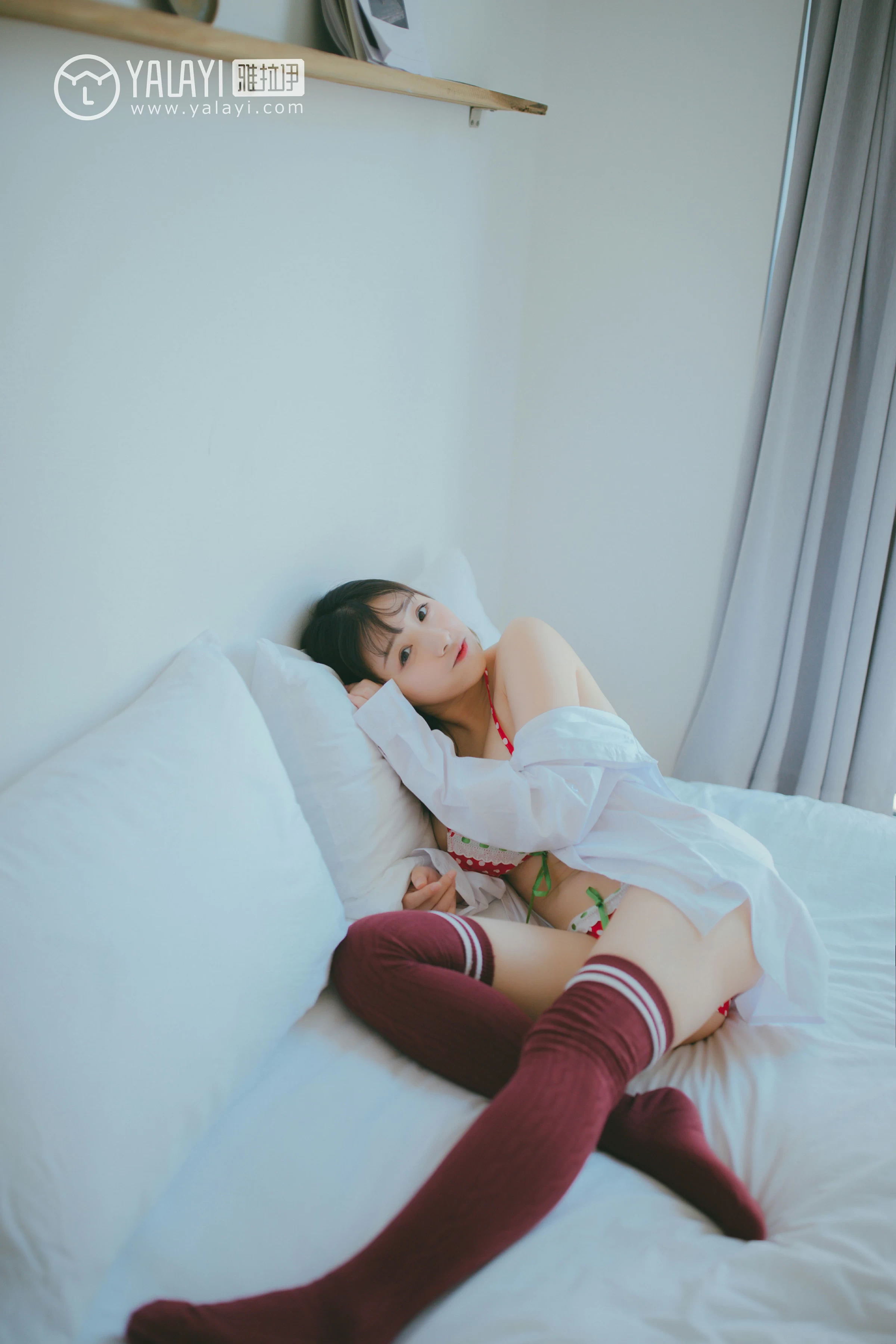 [YALAYI雅拉伊]NO.055 我一定会爱上你 南瓜南瓜 白色透视衬衫加红色情趣内衣性感私房写真集第9张