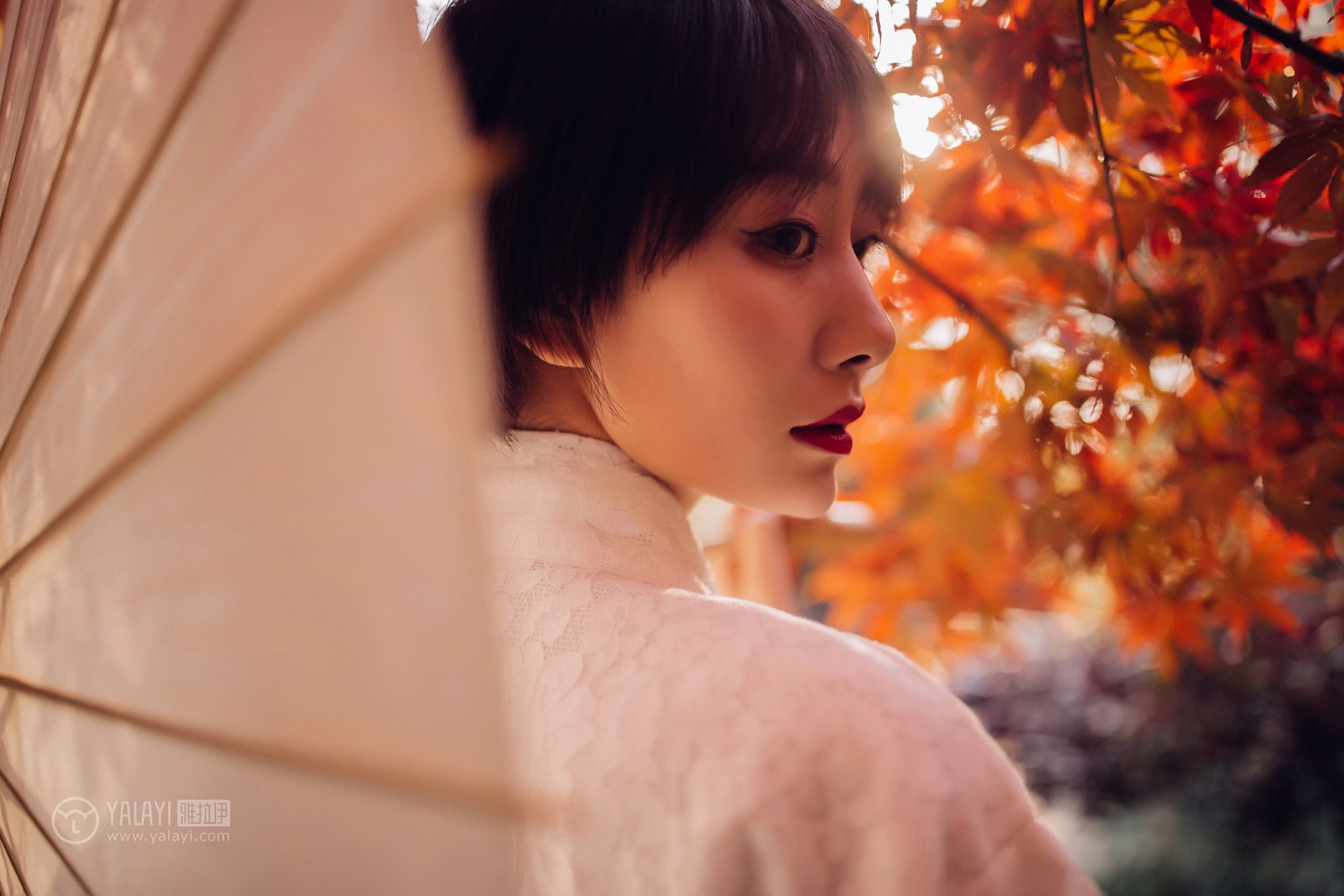 [YALAYI雅拉伊]NO.136 夕阳下的和风少女 静静 白色透视镂空和服性感私房写真集第8张