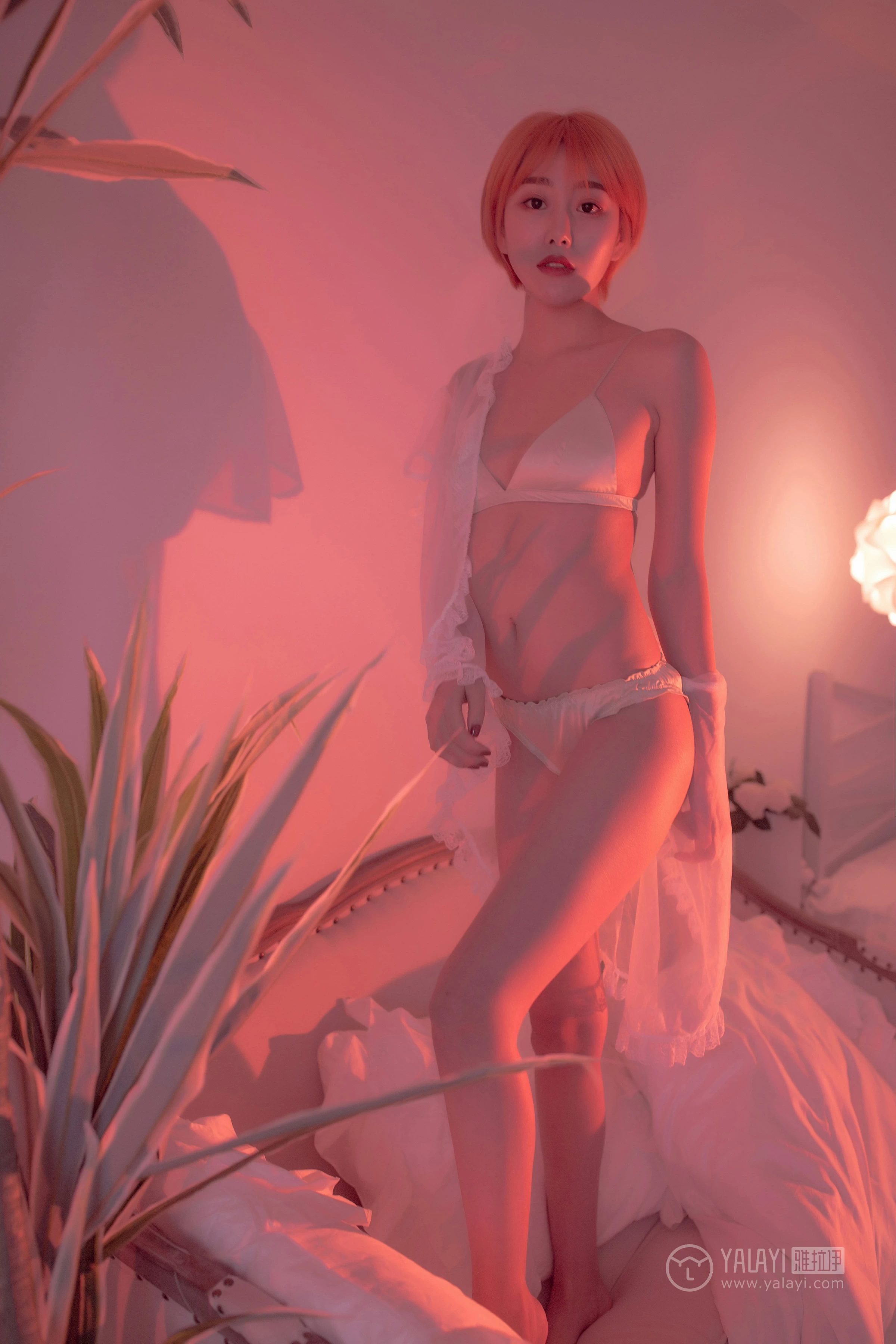 [YALAYI雅拉伊]NO.162 轻奢主义 静静 白色蕾丝情趣内衣加白色丝袜美腿性感私房写真集第18张