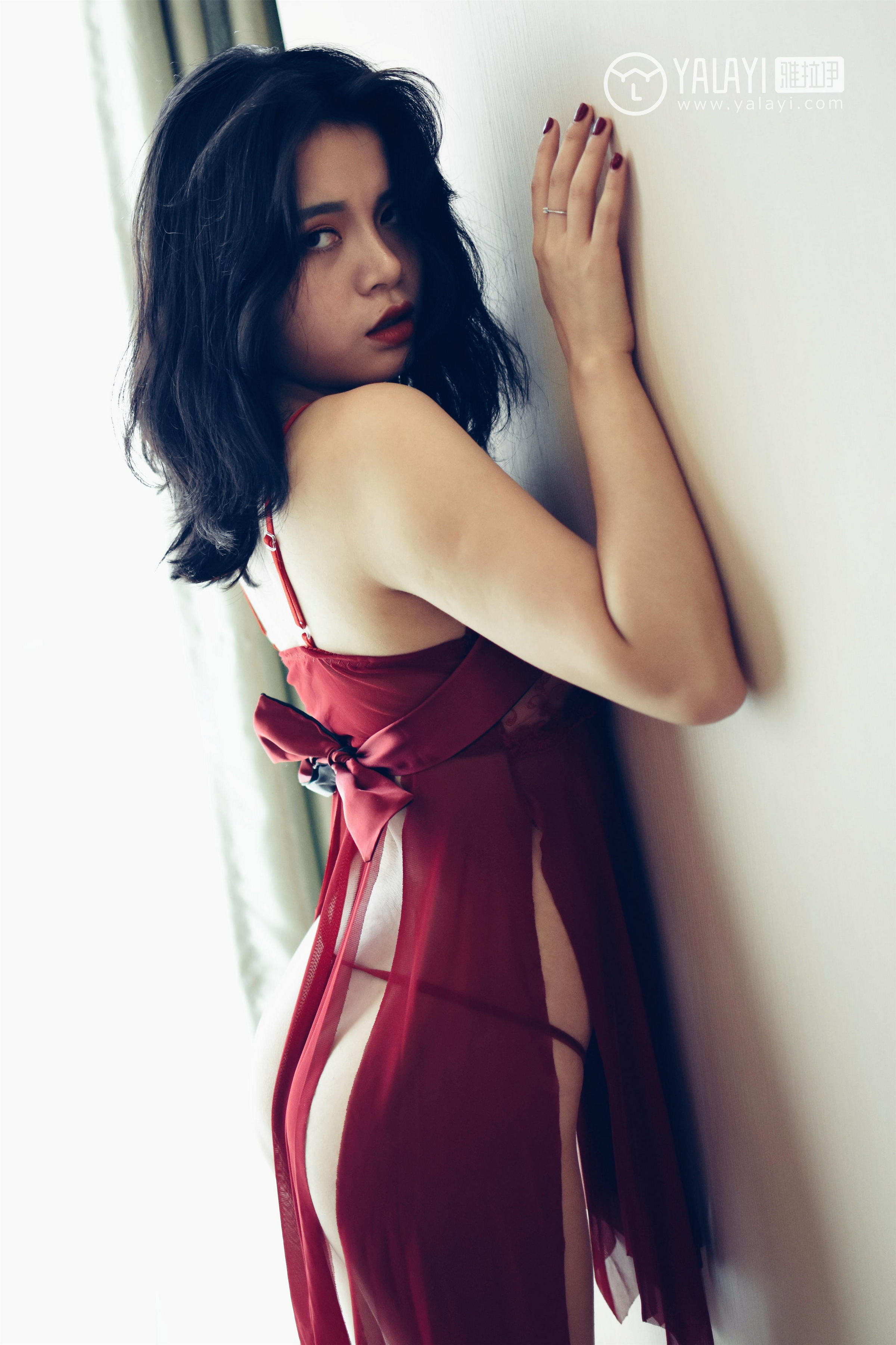 [YALAYI雅拉伊]NO.014 心蕊的红色睡袍 米心蕊 红色透视情趣睡衣性感私房写真集第8张