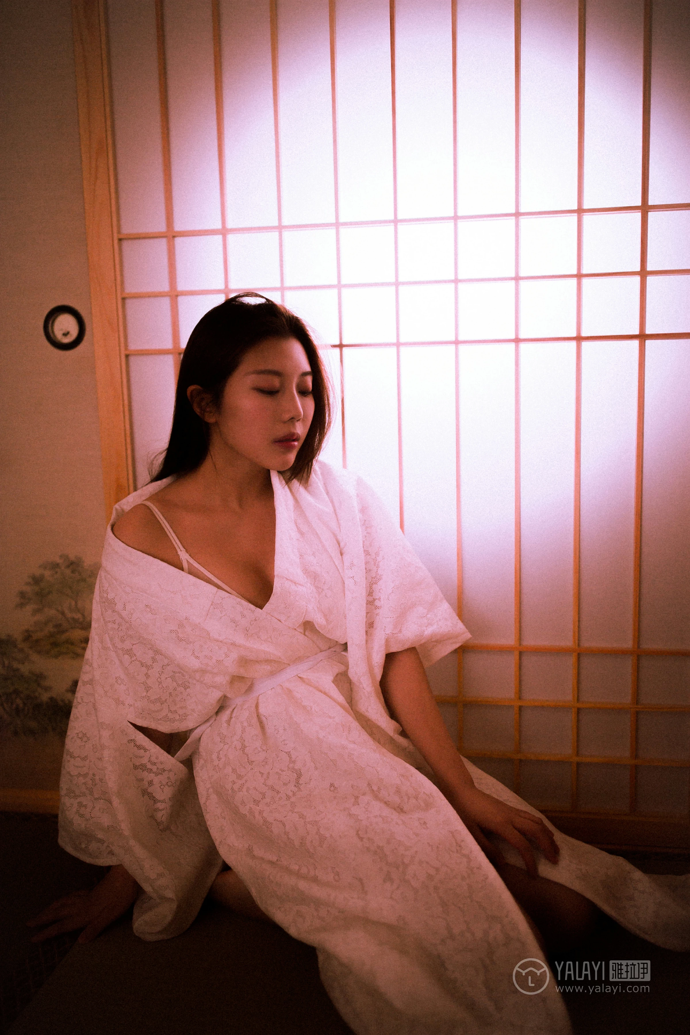[YALAYI雅拉伊]No.202 夜光 圆圆 白色透视蕾丝镂空睡衣性感私房写真集第3张