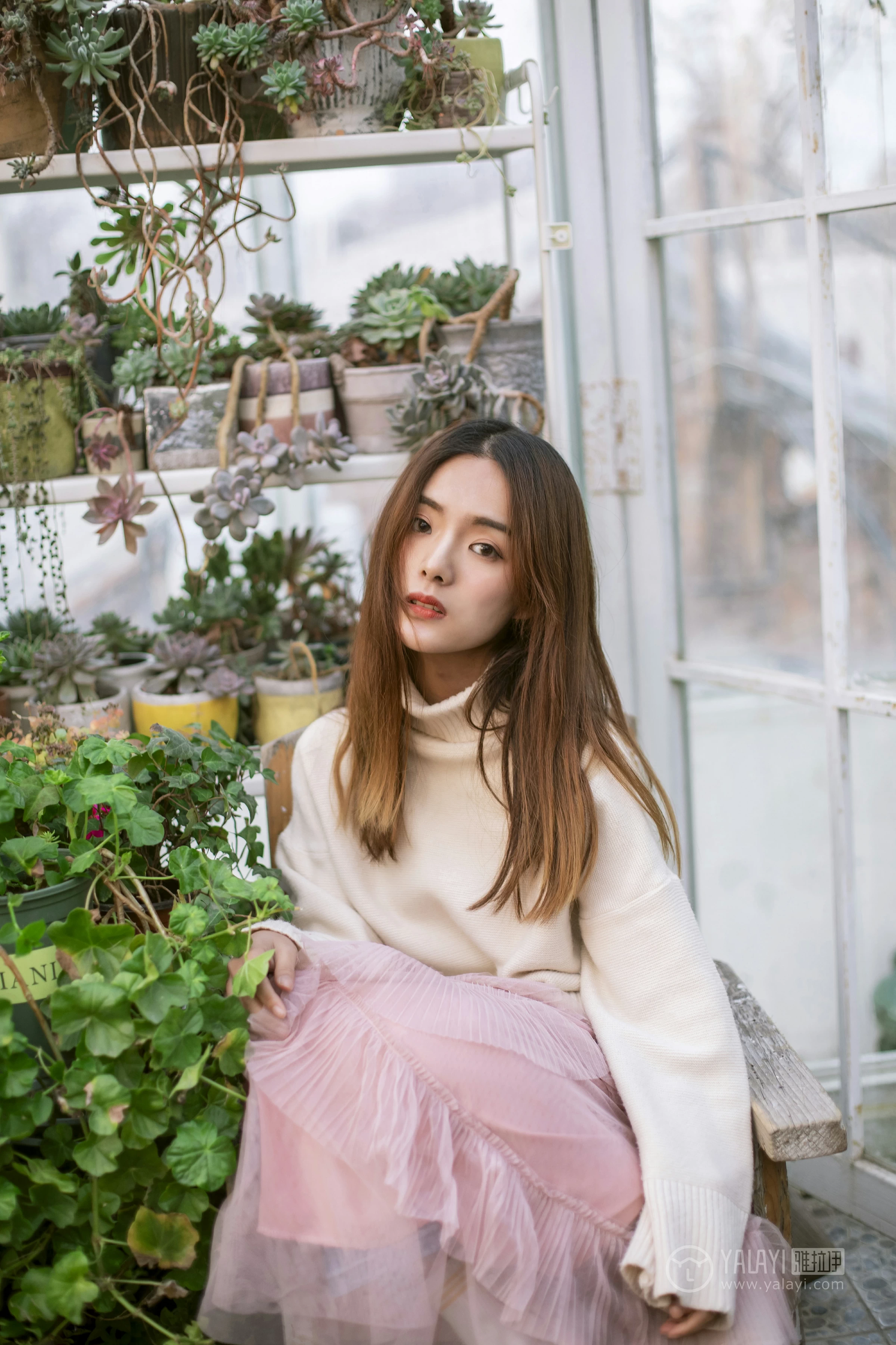 [YALAYI雅拉伊]No.209 温柔的你 白日梦 白色连身毛衣清新私房写真集第9张