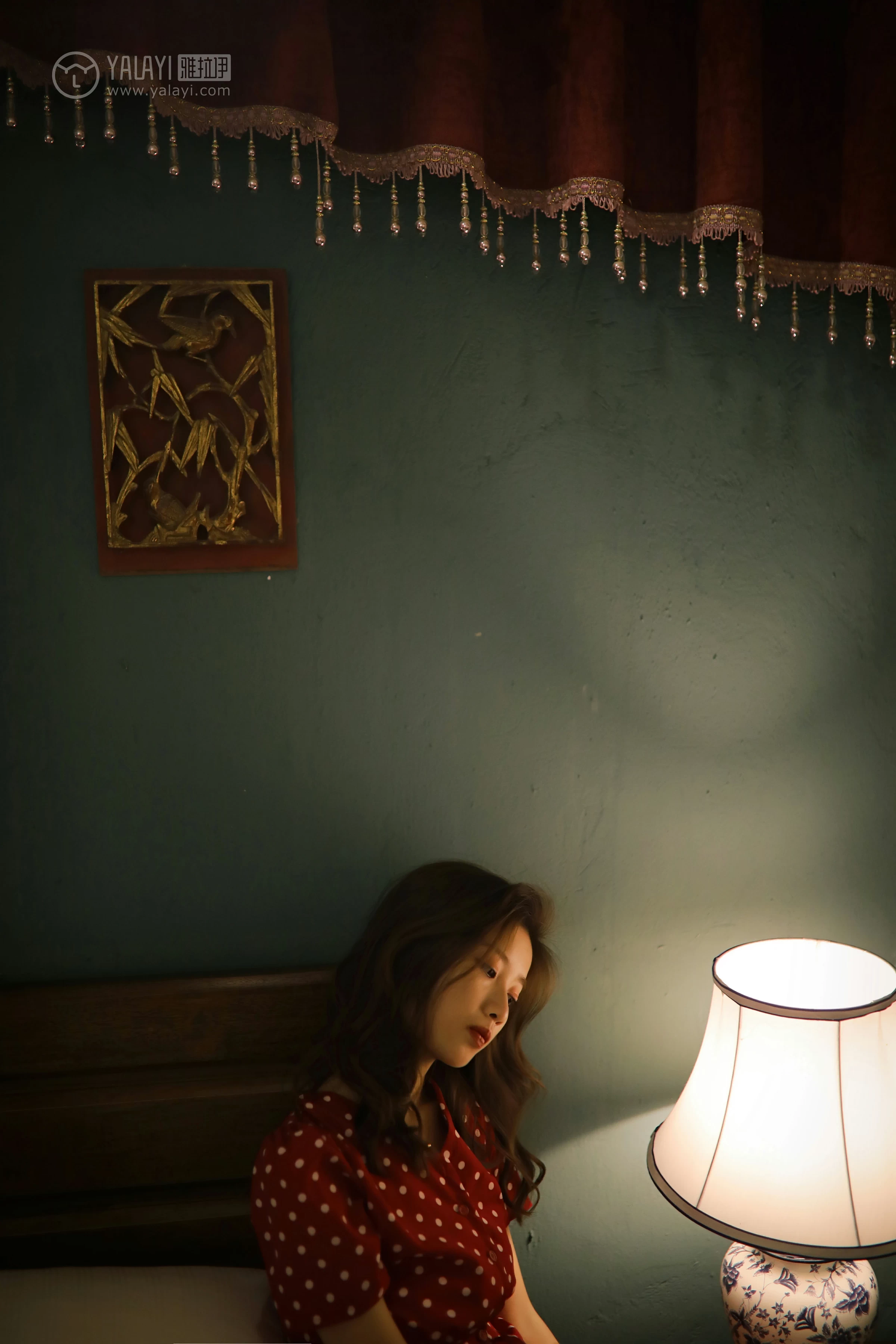 [YALAYI雅拉伊]No.347 失眠夜 圈圈 红色亮点连衣裙居家私房写真集第6张