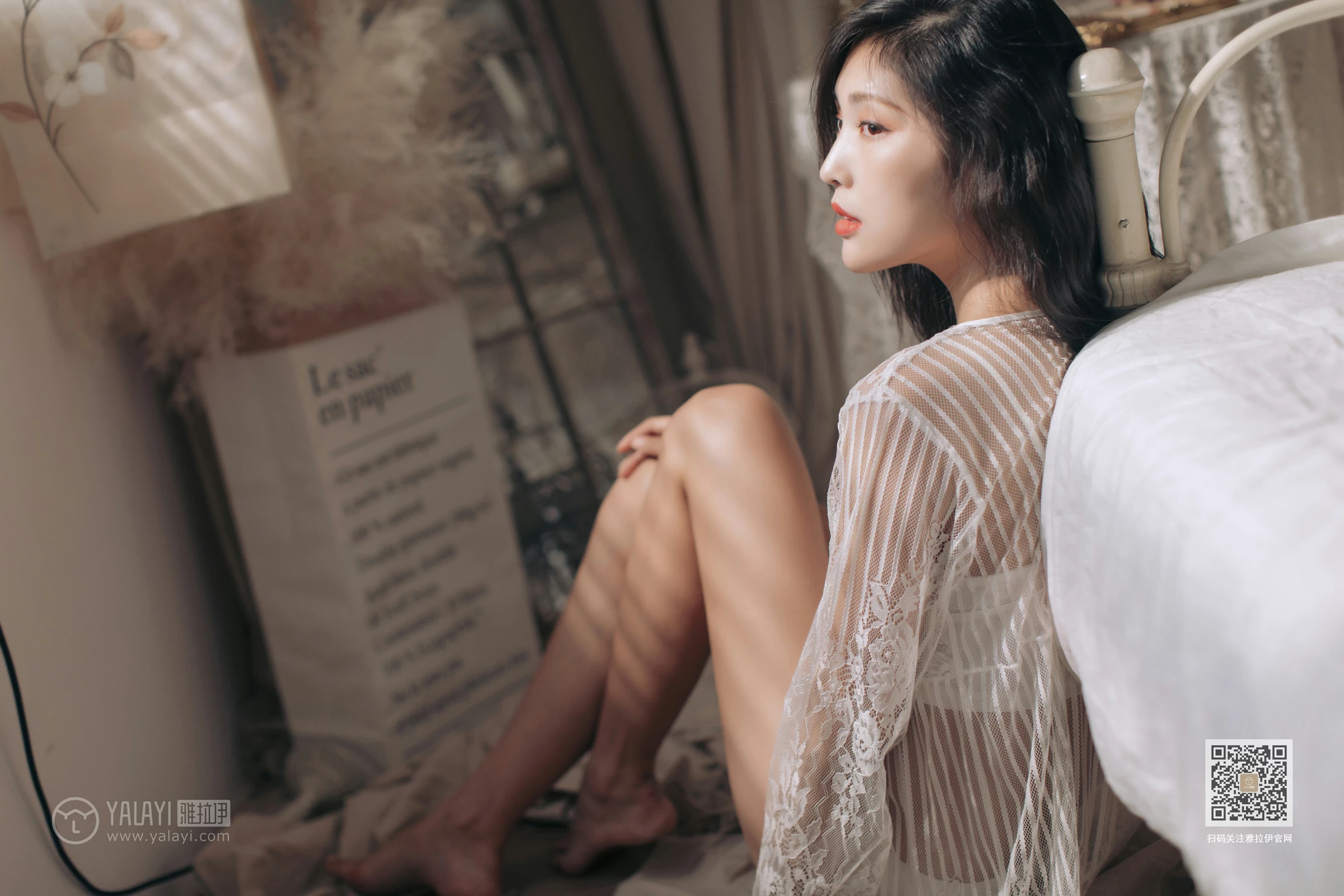 [YALAYI雅拉伊]Vol.423 好想告诉你 仓儿 白色透视镂空睡衣加白色内衣性感私房写真集第20张