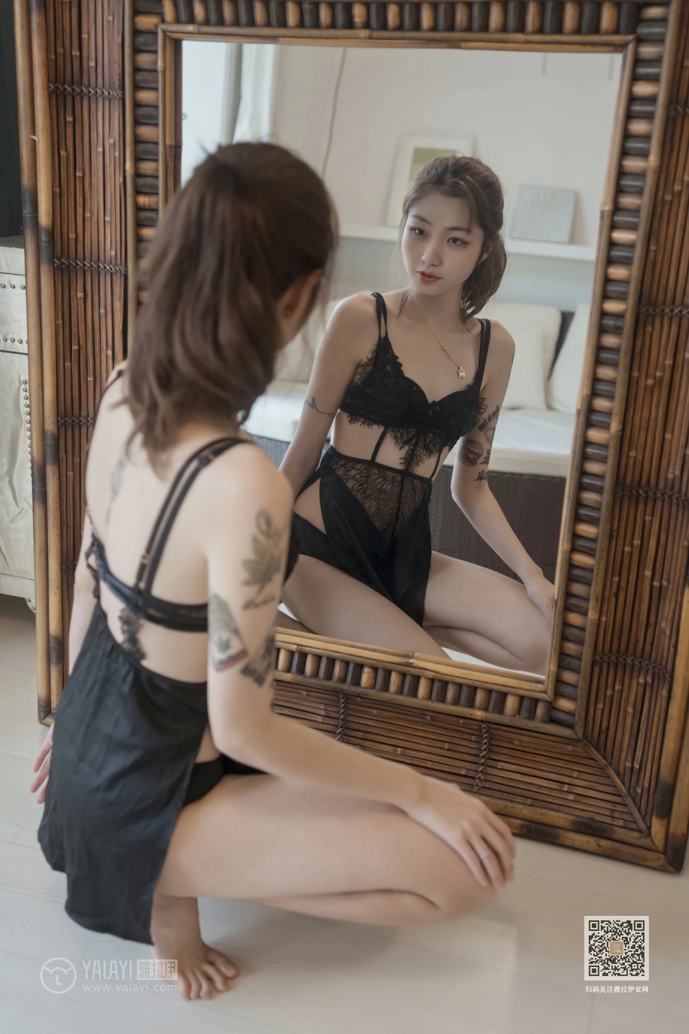 [YALAYI雅拉伊]Vol.432 千禧少女 鸭鸭 黑色透视情趣内衣性感私房写真集第7张