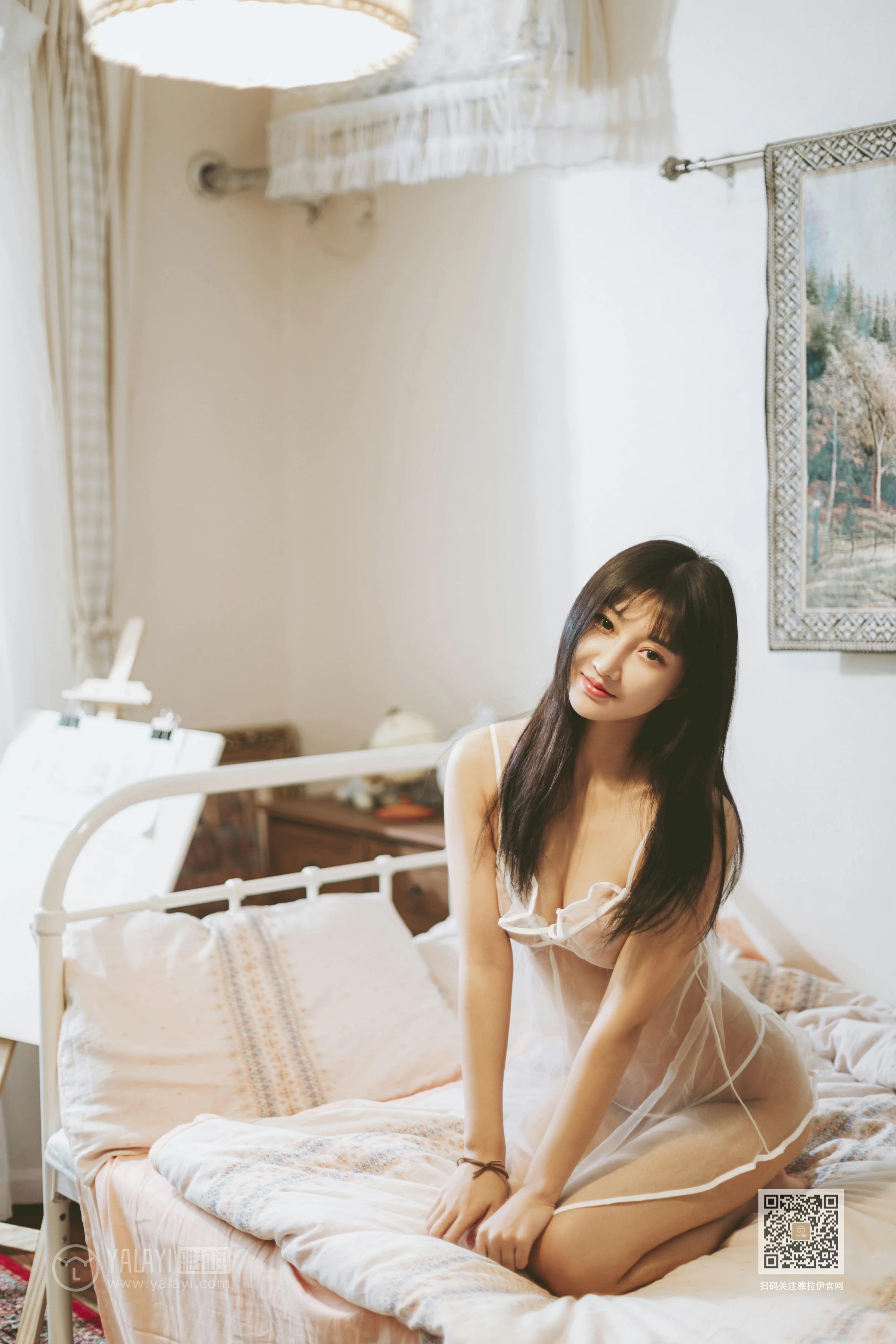 [YALAYI雅拉伊]Vol.489 肌衫透骨 韩熙 白色透视情趣内衣性感私房写真集第4张