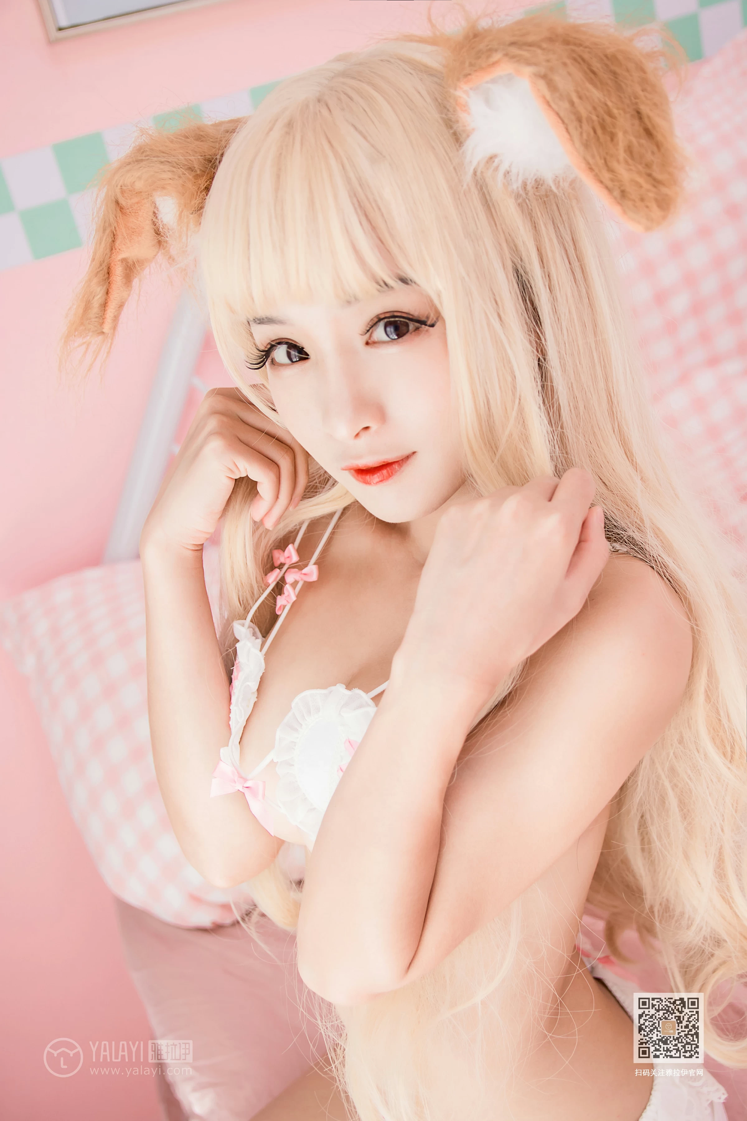 [YALAYI雅拉伊]Vol.497 白色比基尼 艾丽 透视情趣内衣加白色丝袜美腿性感私房写真集第14张