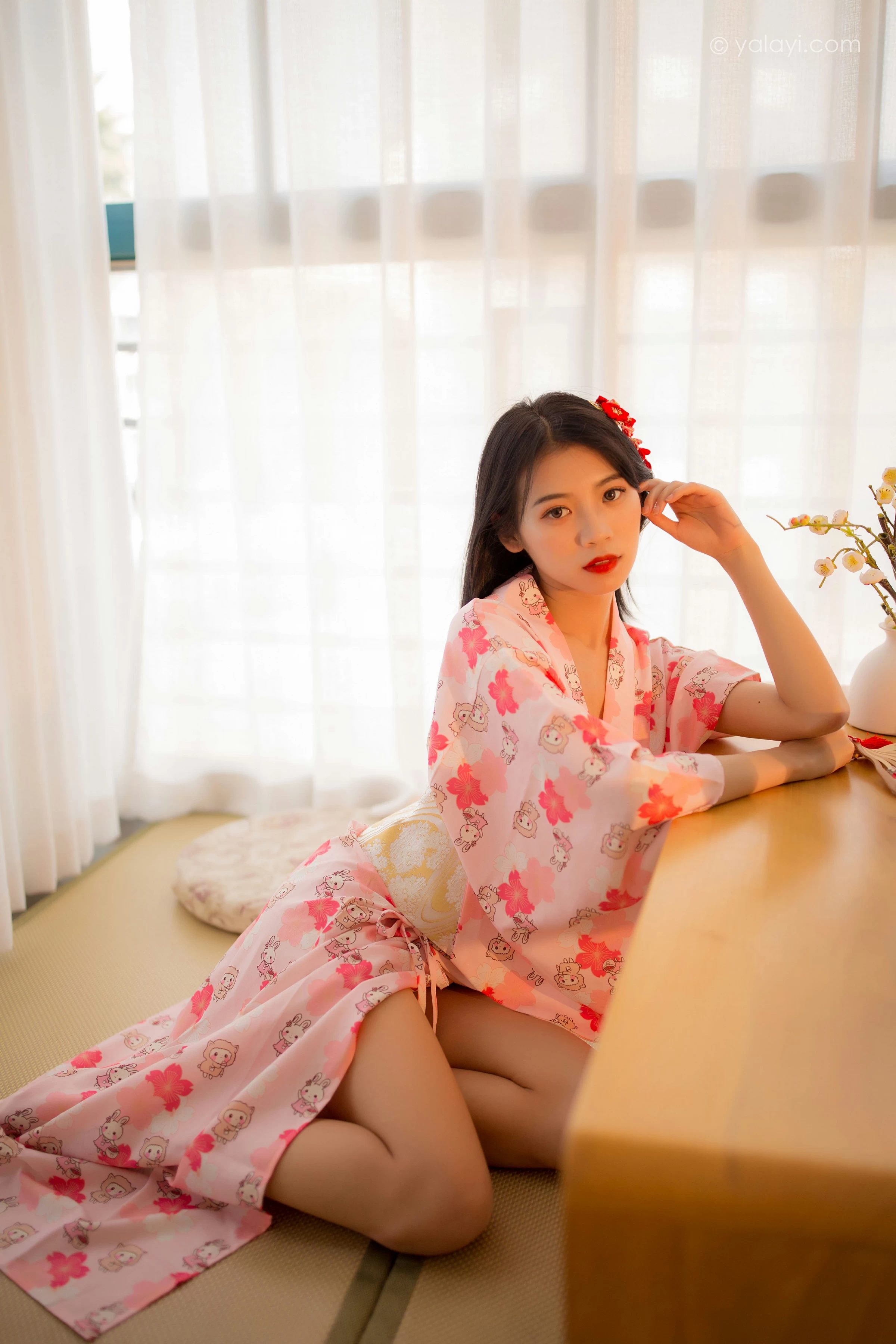 [YALAYI雅拉伊]NO.679 《花香自来》 丽雅 粉色和服居家性感私房写真集第5张