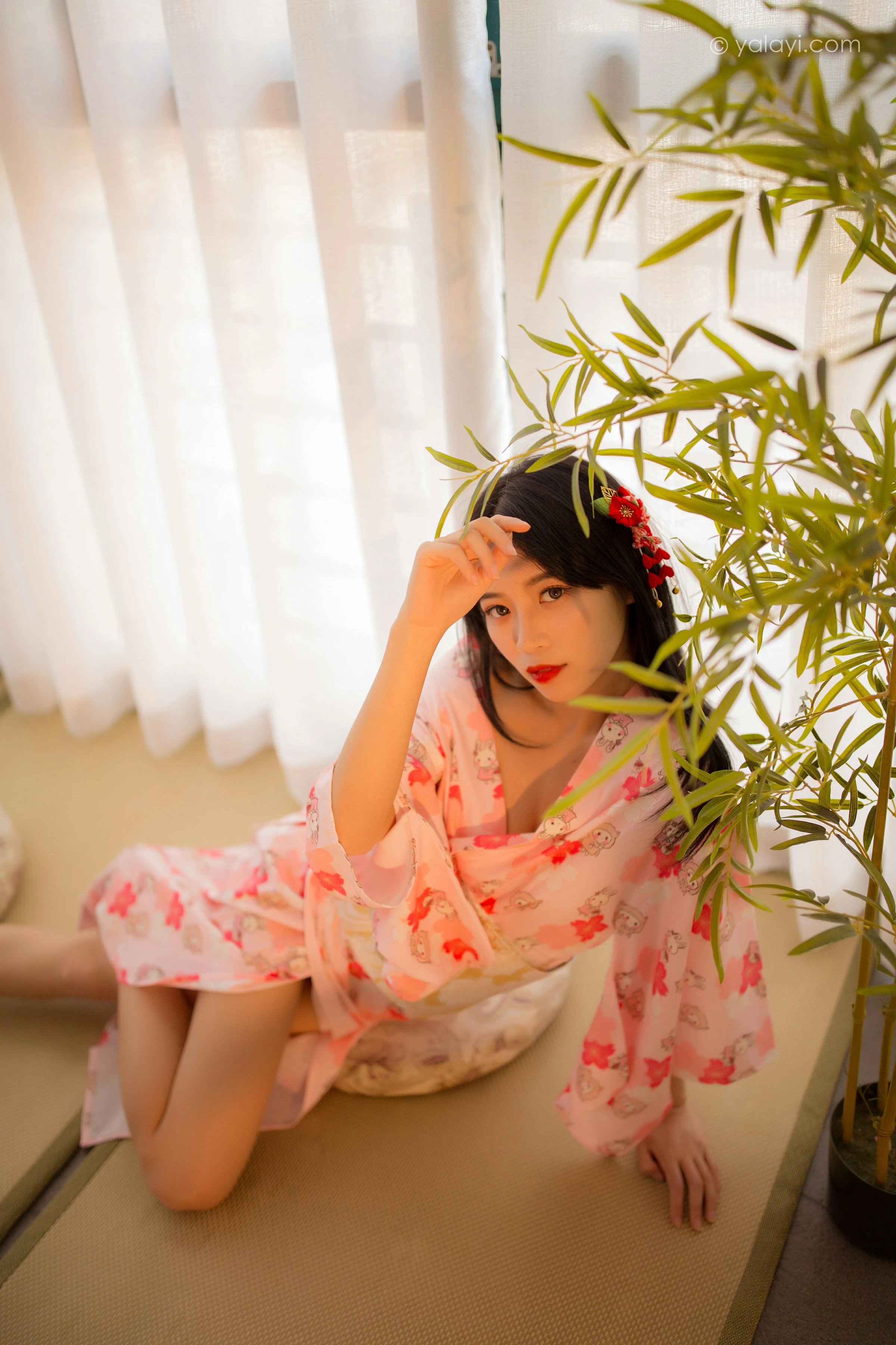 [YALAYI雅拉伊]NO.679 《花香自来》 丽雅 粉色和服居家性感私房写真集第9张