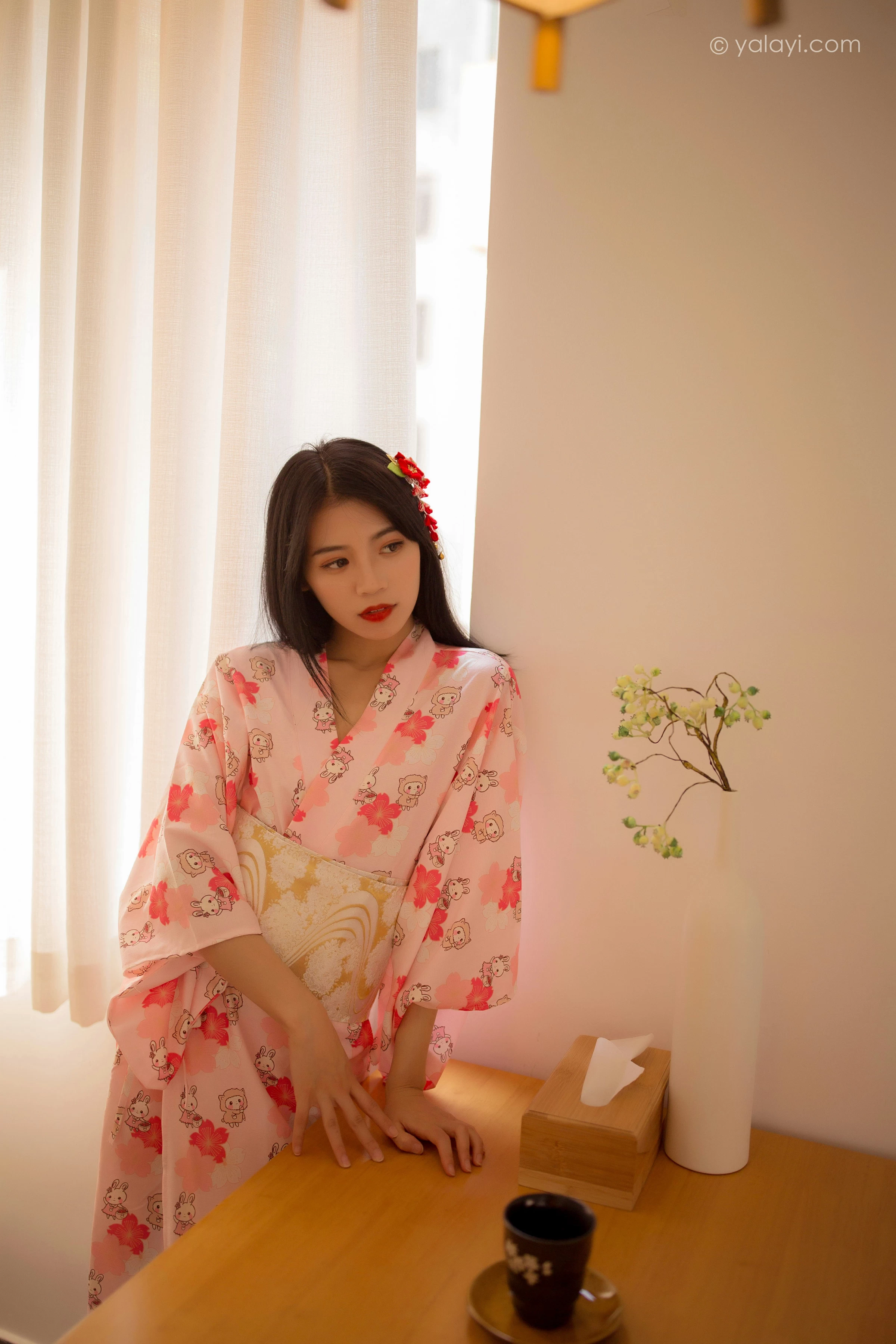 [YALAYI雅拉伊]NO.679 《花香自来》 丽雅 粉色和服居家性感私房写真集第14张