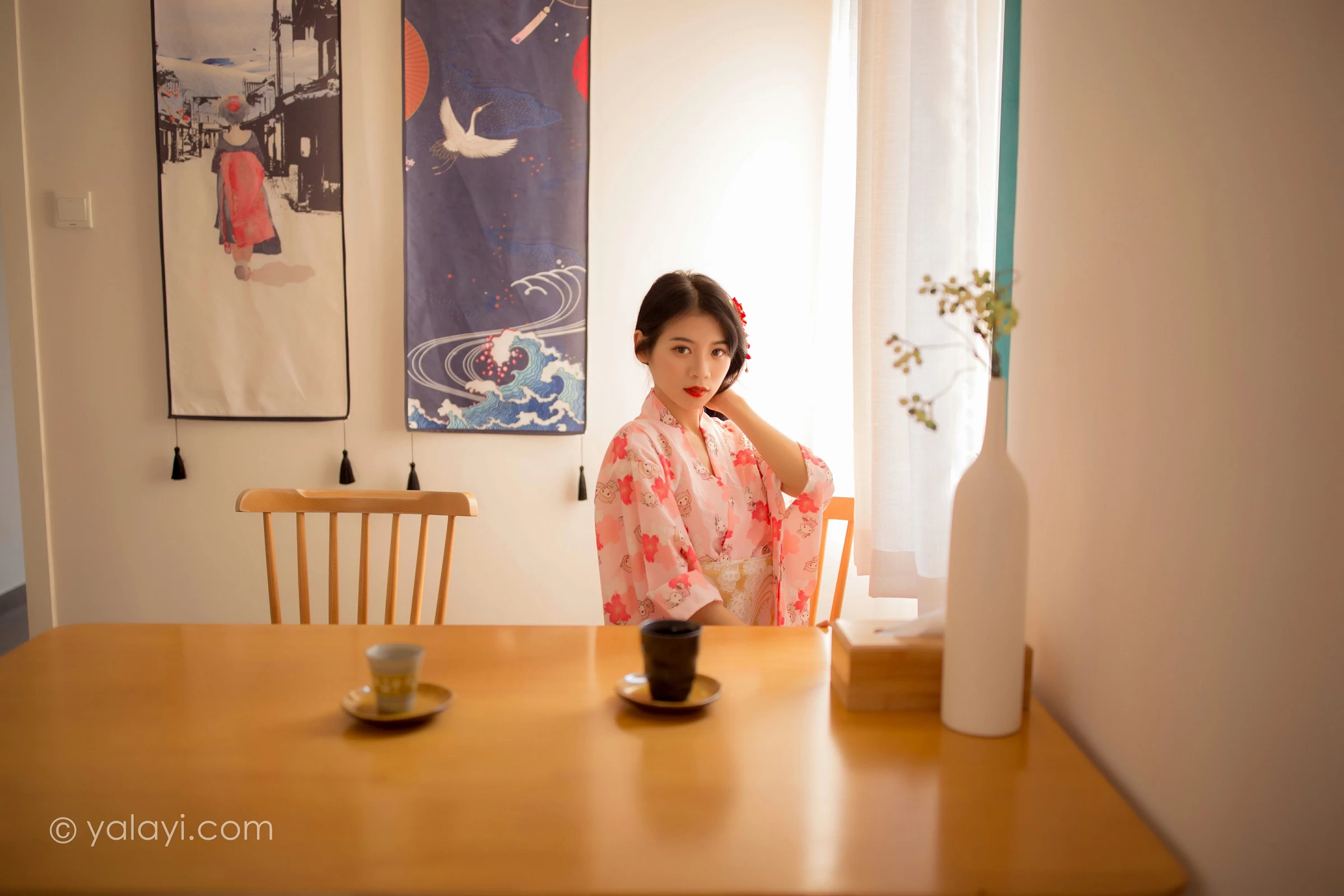 [YALAYI雅拉伊]NO.679 《花香自来》 丽雅 粉色和服居家性感私房写真集第18张