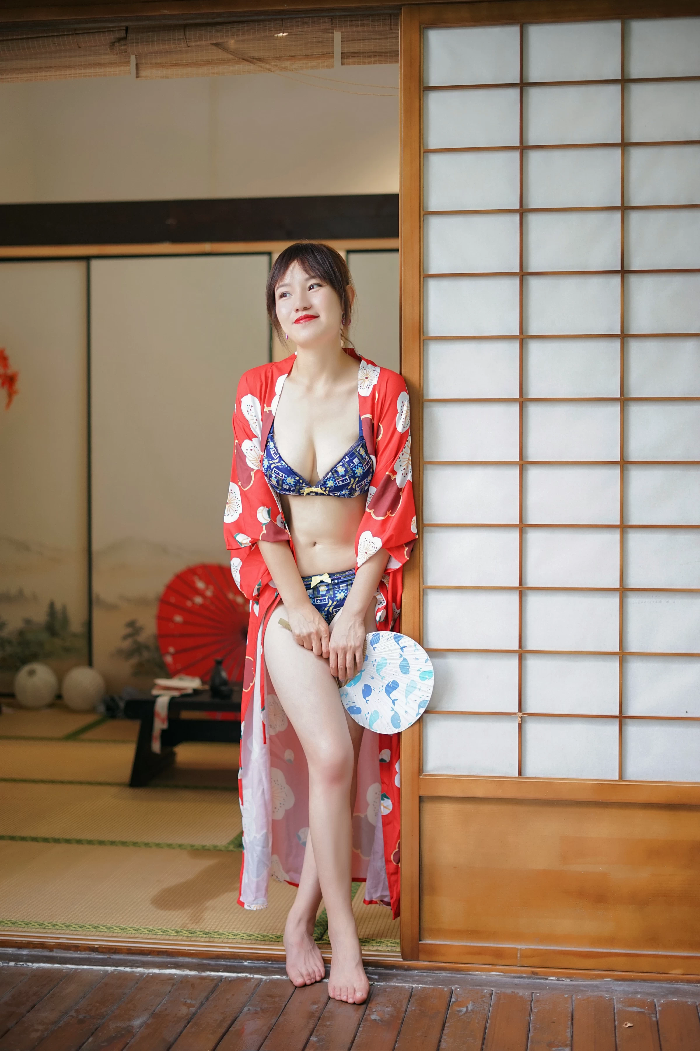 [YALAYI雅拉伊]NO.714 《自娱》 多香子 粉色和服加蓝色内衣性感私房写真集第11张