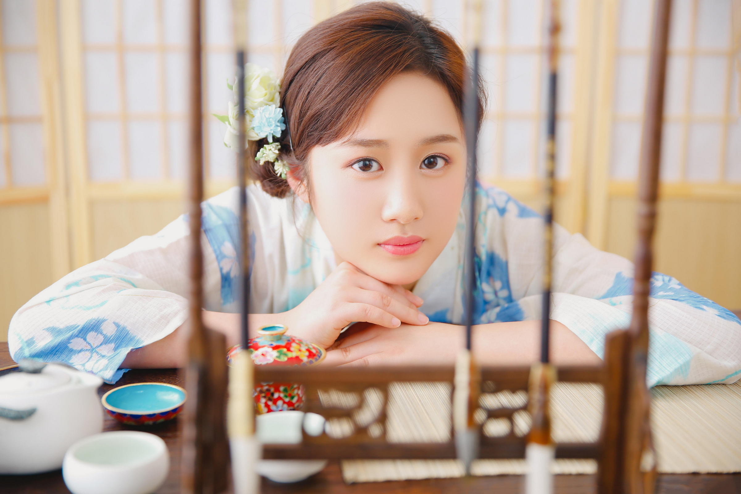 [YALAYI雅拉伊]2022.06.01 希望 清纯少女 白色和服与彩色短袖加牛仔短裤写真集第2张