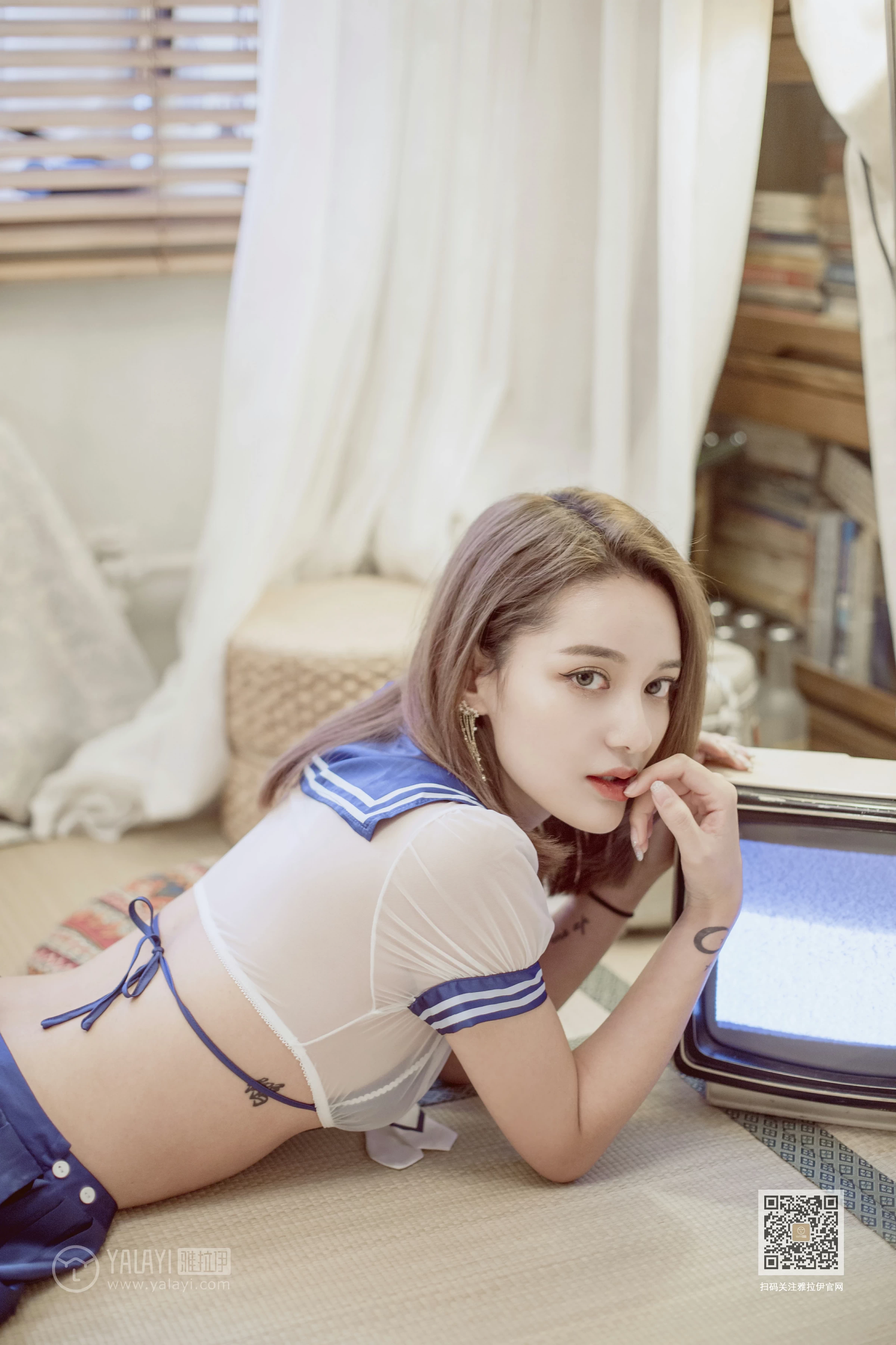 [YALAYI雅拉伊]Vol.538 回到那年 刘子炀 透视情趣高中女生制服加蓝色内衣性感私房写真集第11张