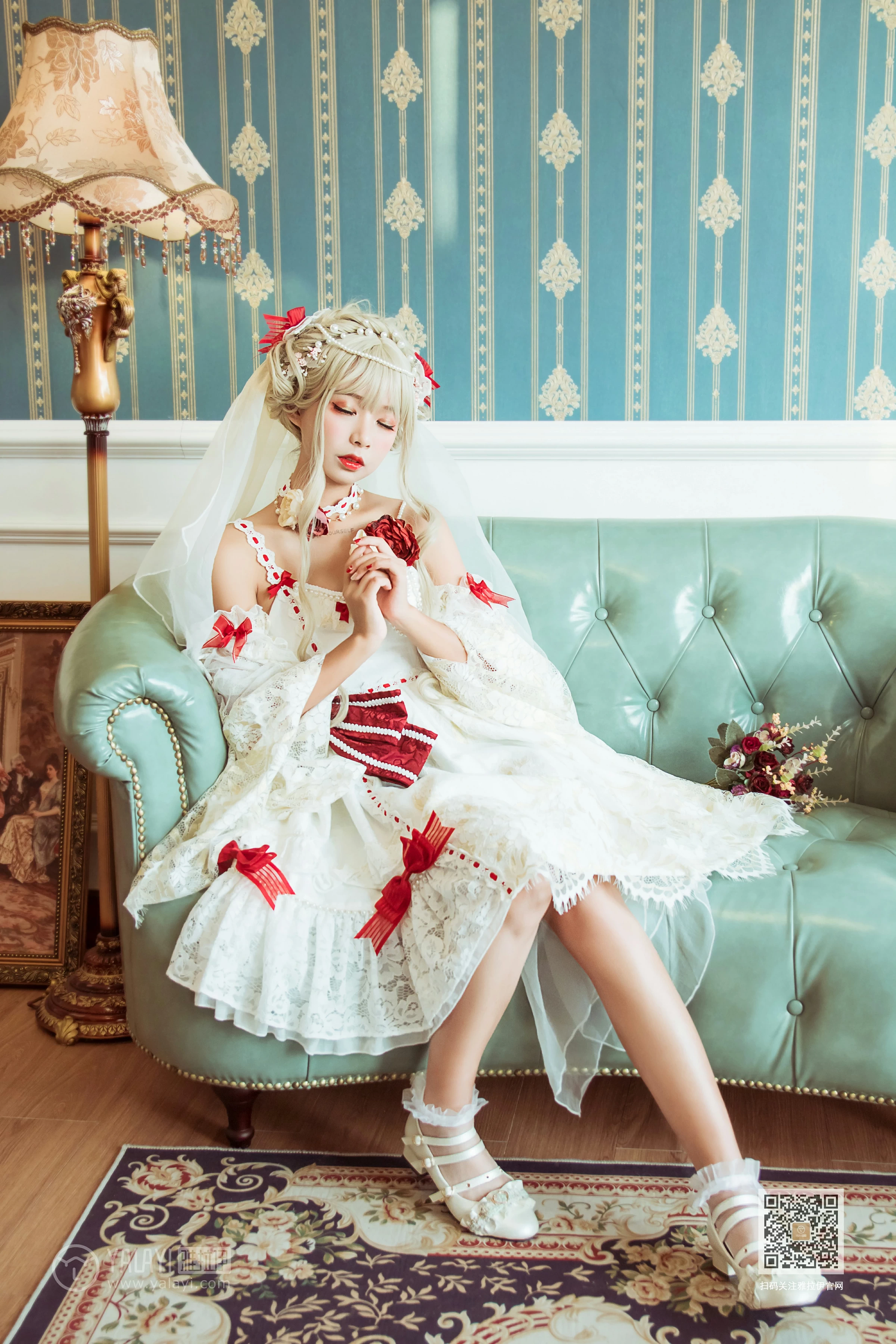 [YALAYI雅拉伊]Vol.521 梦幻洛丽塔 阿禾 白色情趣吊带连衣裙性感私房写真集第7张