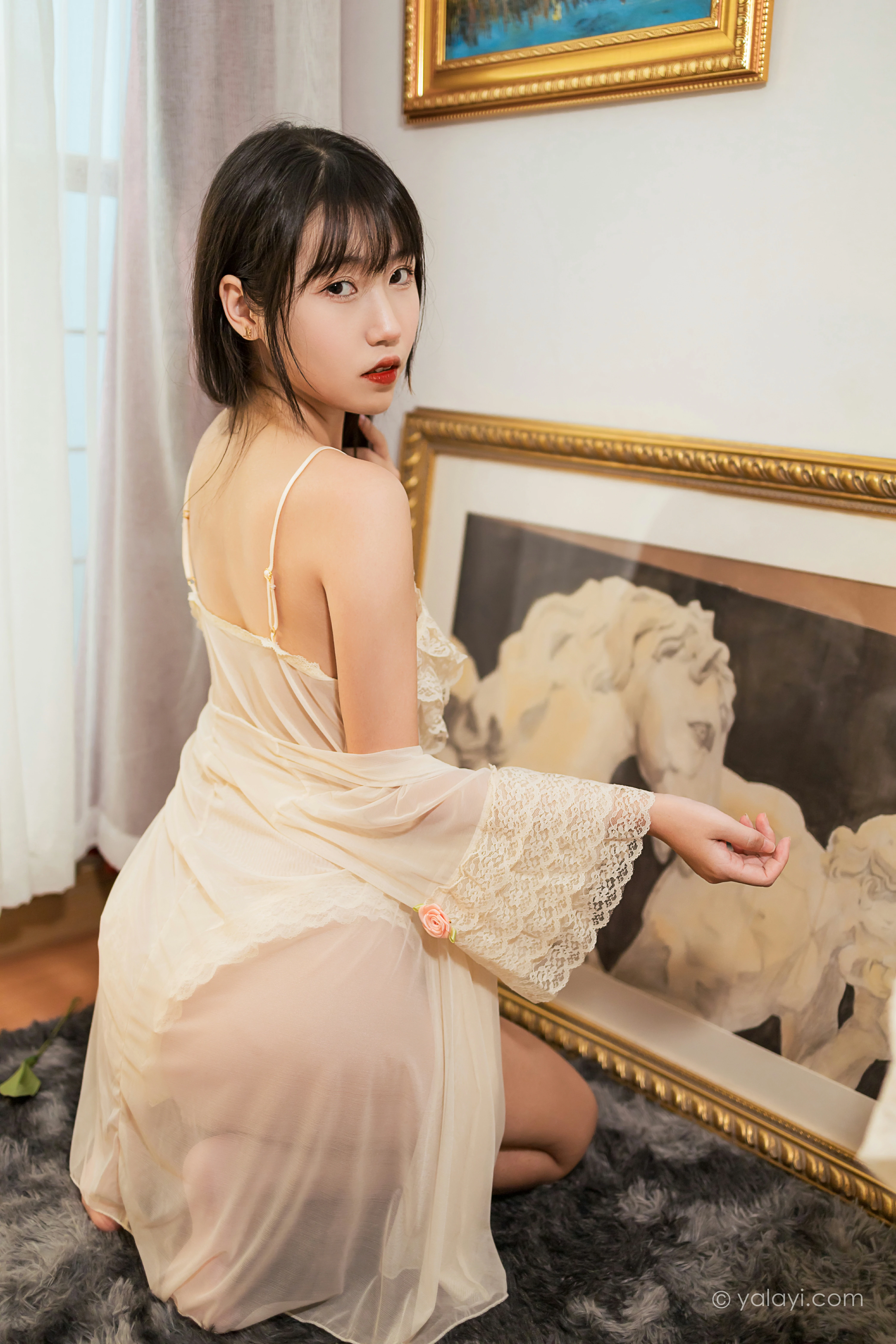 [YALAYI雅拉伊]NO.851 在意你 弈思 白色透视情趣内衣性感私房写真集第3张