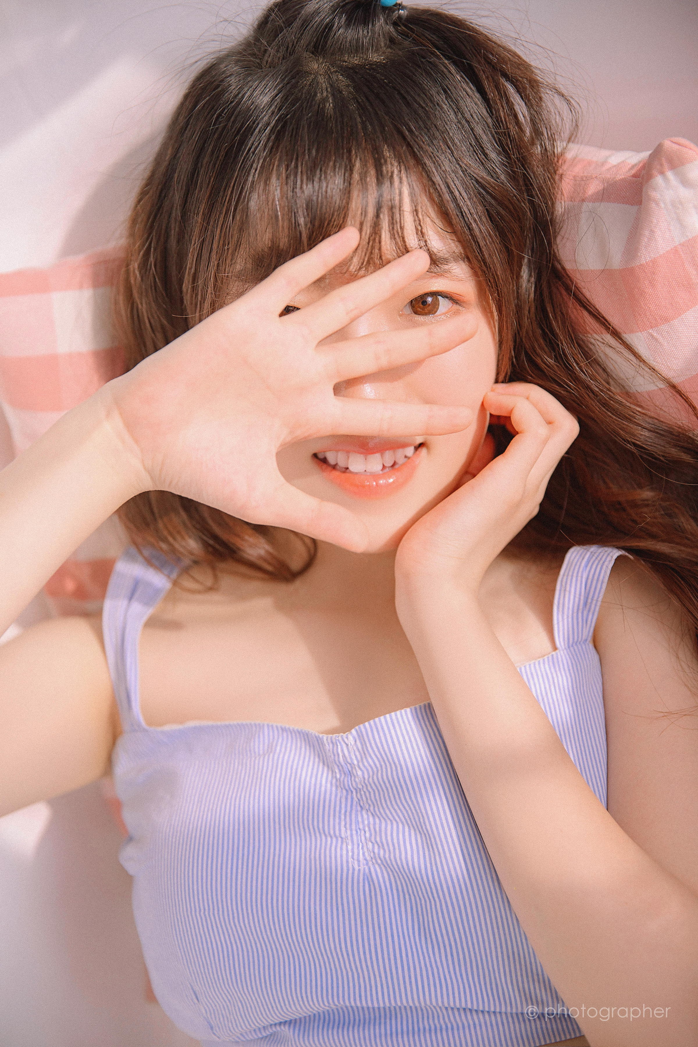 [YALAYI雅拉伊]2022.04.18 感觉良好 青春美少女 蓝色JK水手制服与粉色内衣性感私房写真集第7张