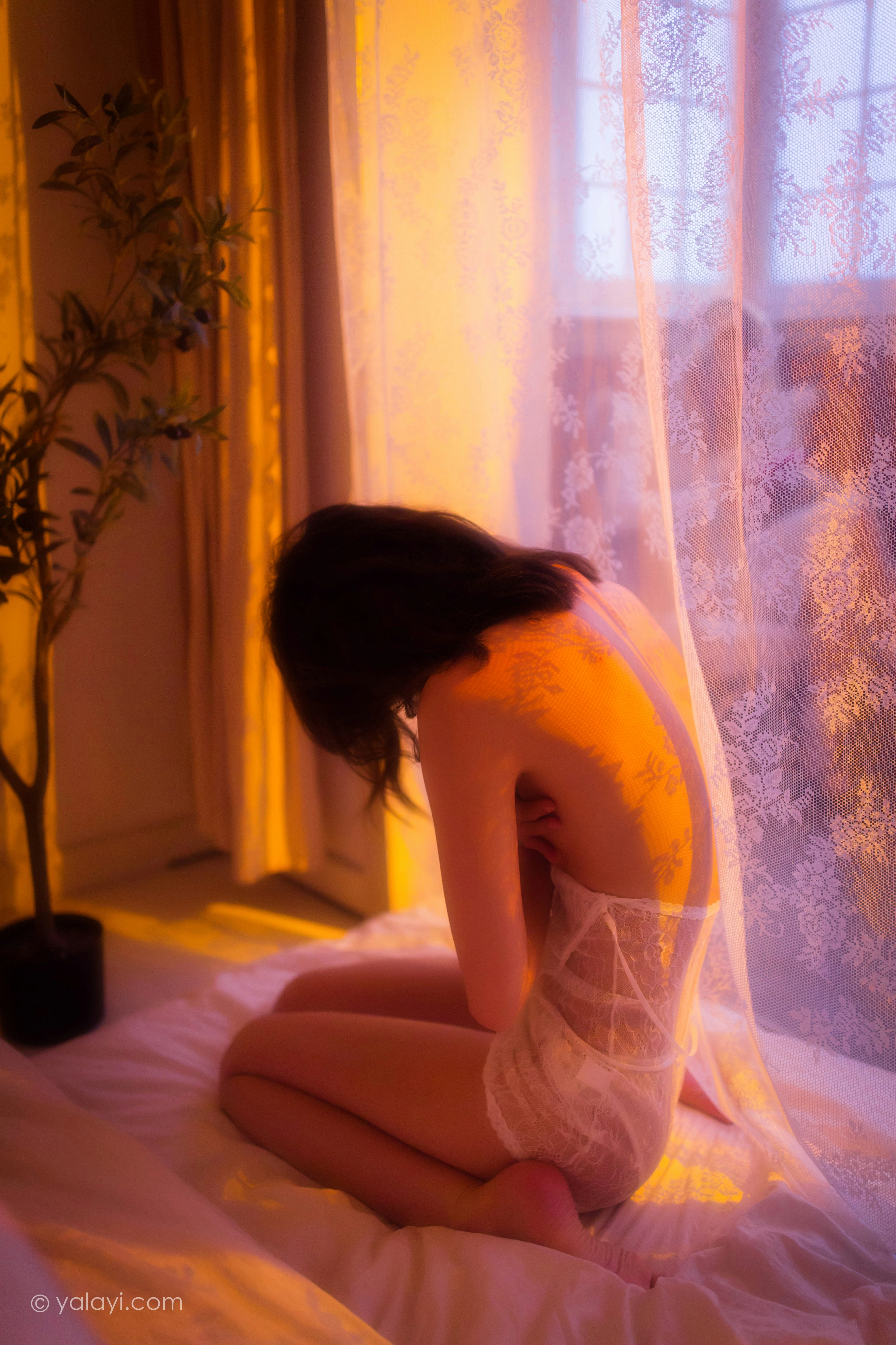 [YALAYI雅拉伊]NO.779 凝想之痕 臻儿 白色透视情趣蕾丝内衣性感私房写真集第10张